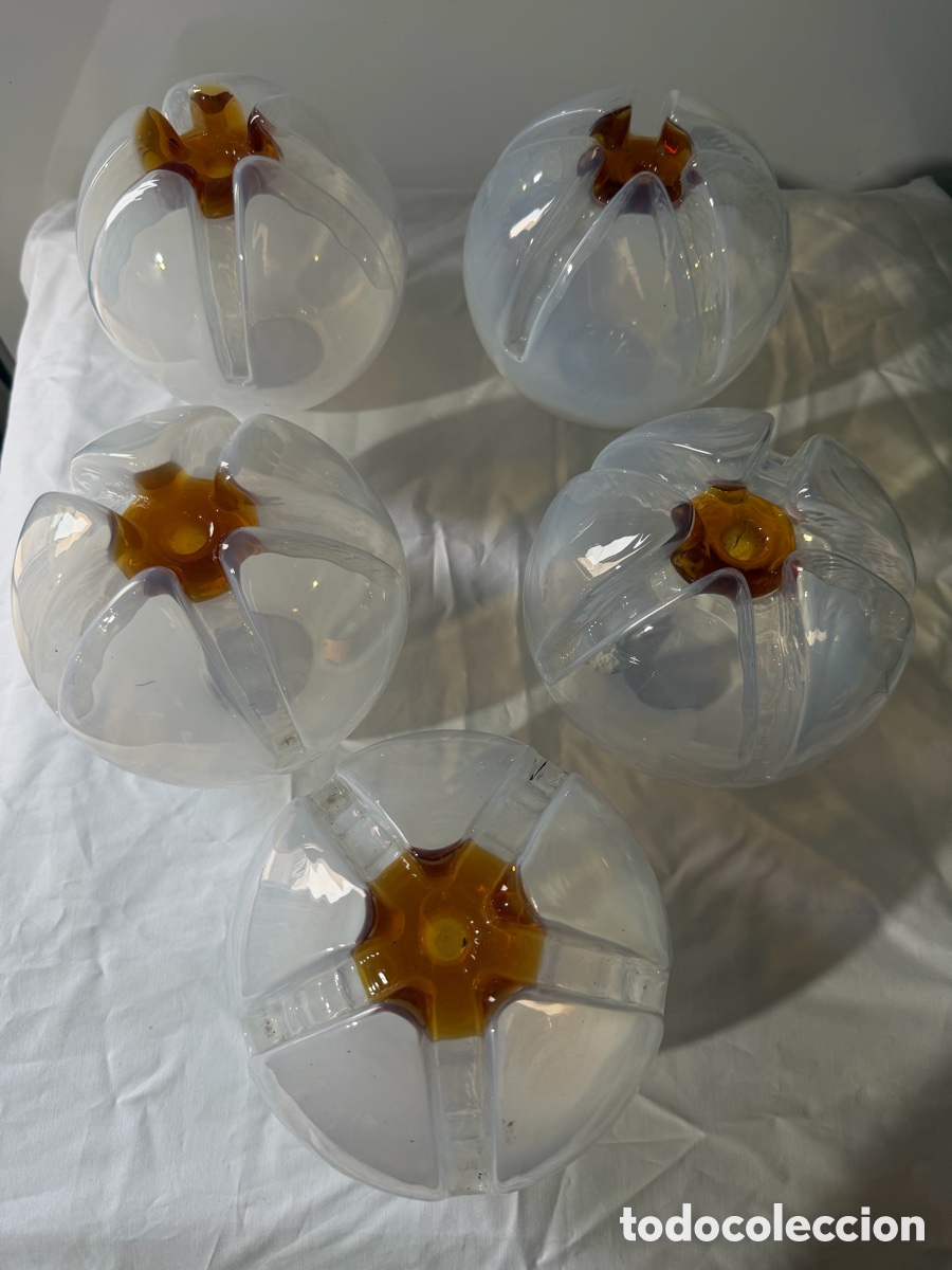Antig&uuml;edades: Lote de 5 Tulipas de Cristal de Murano