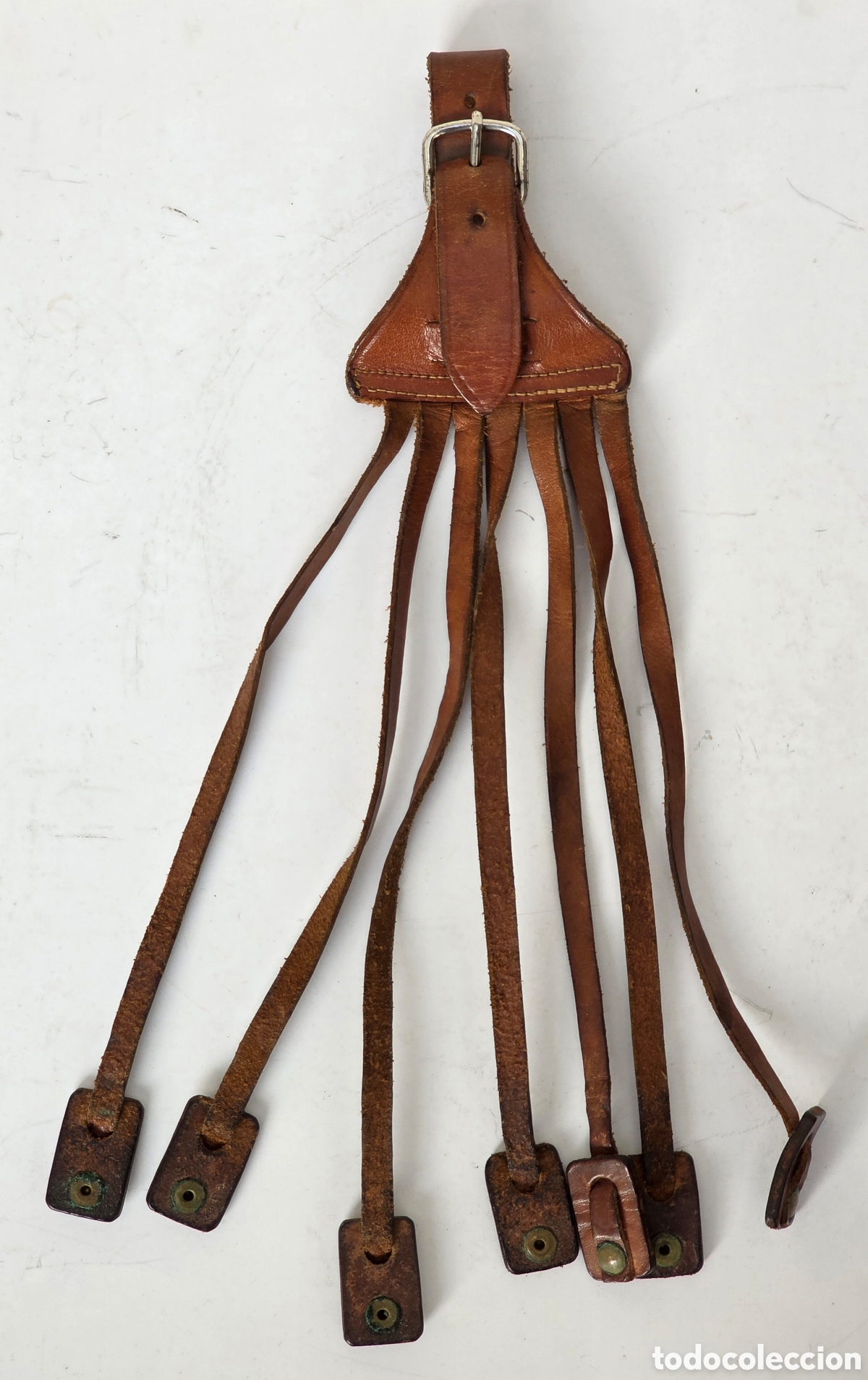 Antig&uuml;edades: Portacazas de Cuero para Piezas peque&ntilde;as de Caza Aves Conejos - Decoraci&oacute;n R&uacute;stica - Portaconejos