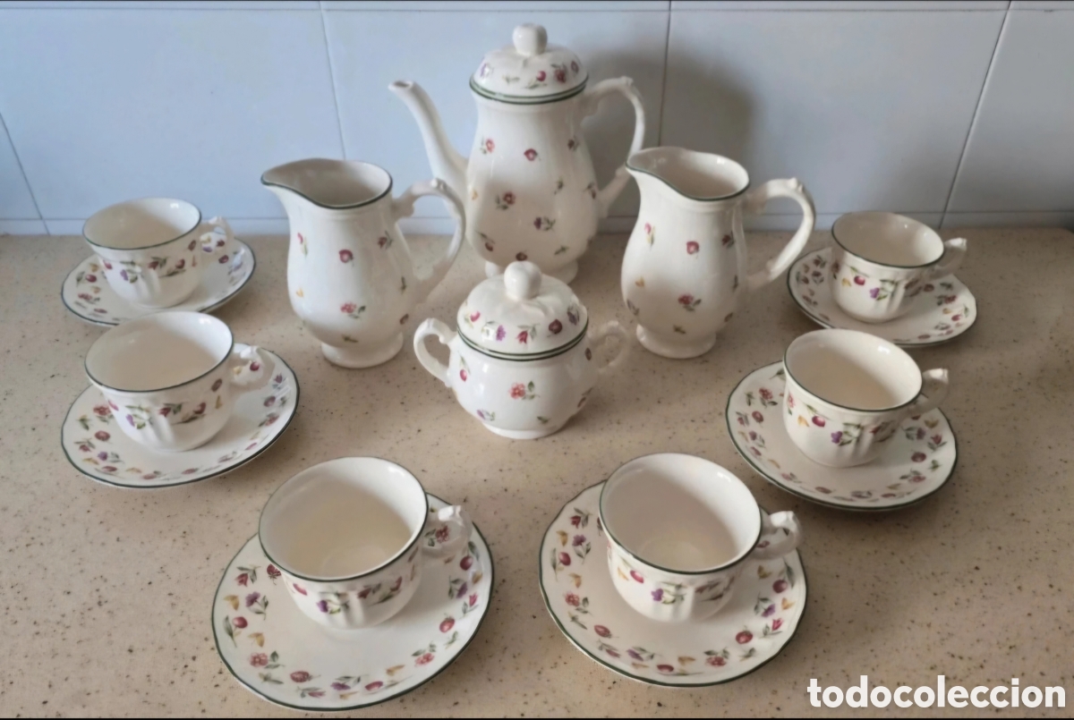 Antig&uuml;edades: Juego Caf&eacute; coleccion San Claudio.Porcelana