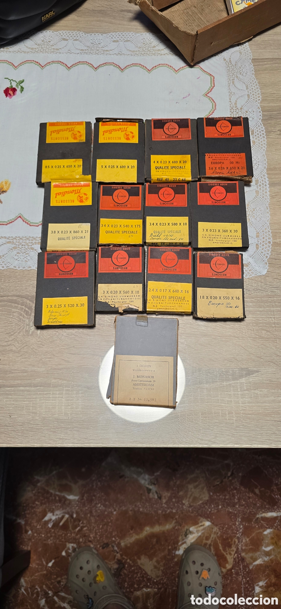Antig&uuml;edades: Lote 13 Cajas Muelles Reales Relojer&iacute;a Vintage (Negociable