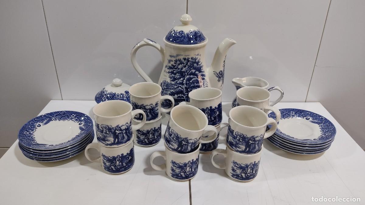 Antiques: 1251 ANTIGUO JUEGO DE CAFE DE 12 SERVICIOS, LOZA, MODELO CURRIER & IVE &rdquo;CIDERMAKING&rdquo;