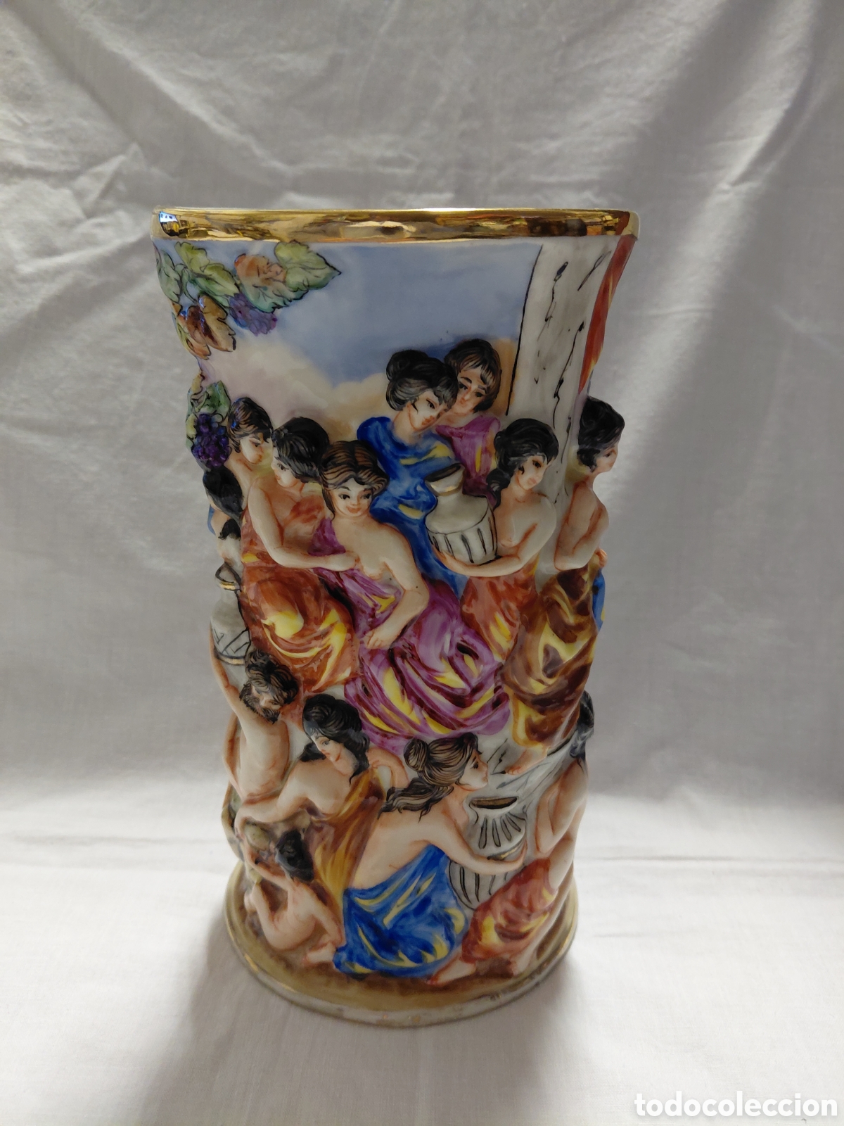 Antig&uuml;edades: BONITO JARRON PORCELANA CAPODIMONTE MARCADO EN LA BASE