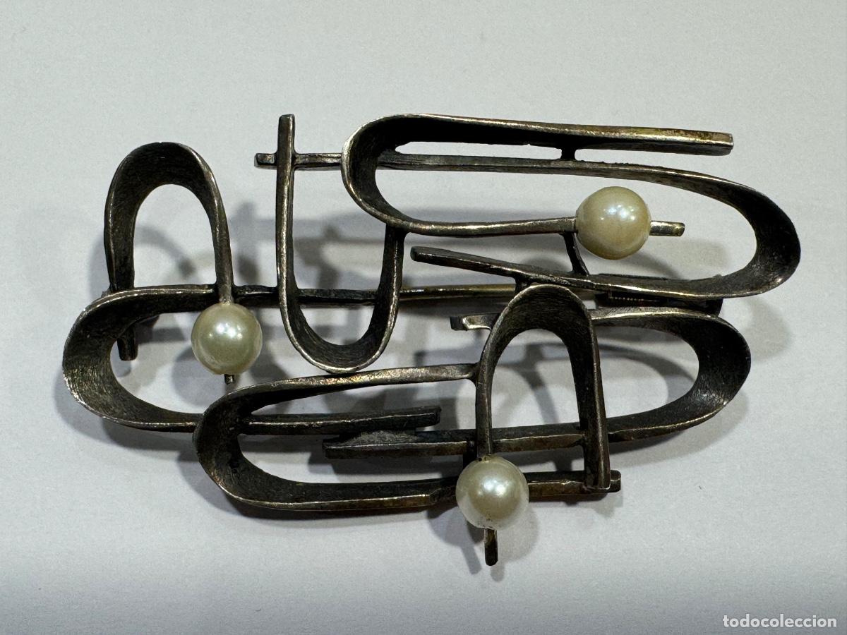 Antig&uuml;edades: BROCHE DEC&Oacute; DE PLATA CON PERLAS (G) - Foto 1