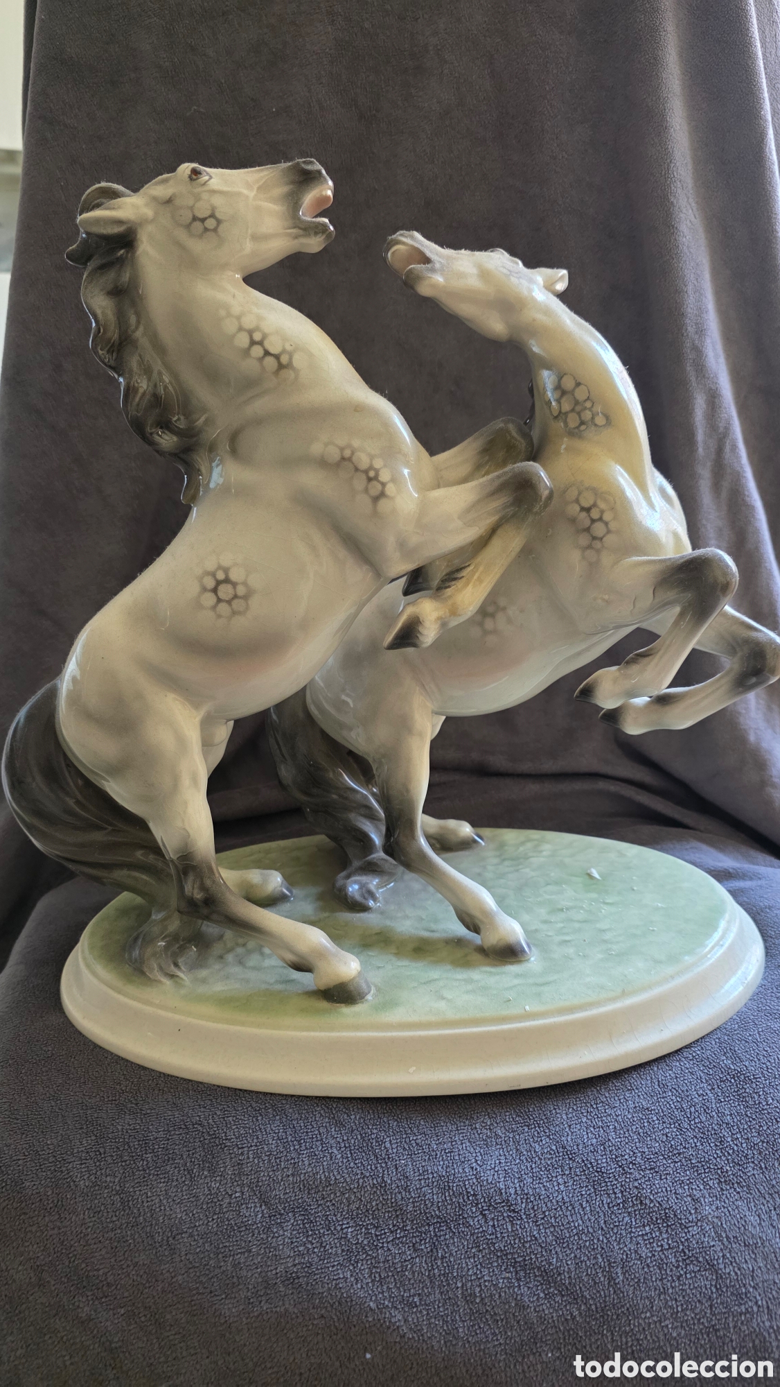Antig&uuml;edades: Figura grupo caballos porcelana austriaca