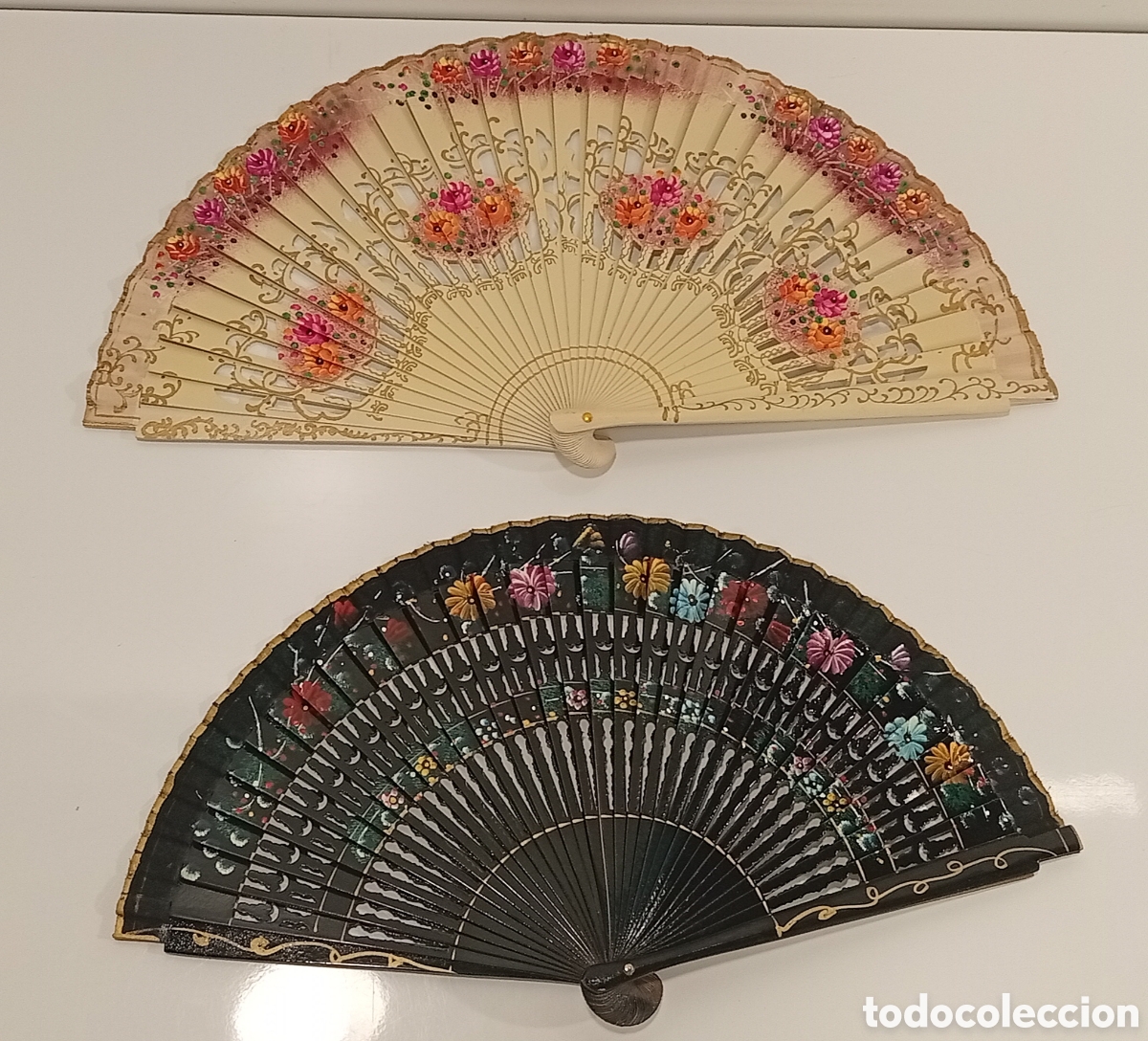 Antig&uuml;edades: .ABANICOS ESPA&Ntilde;OL PLEGABLE ARTESANAL PINTADO A MANO