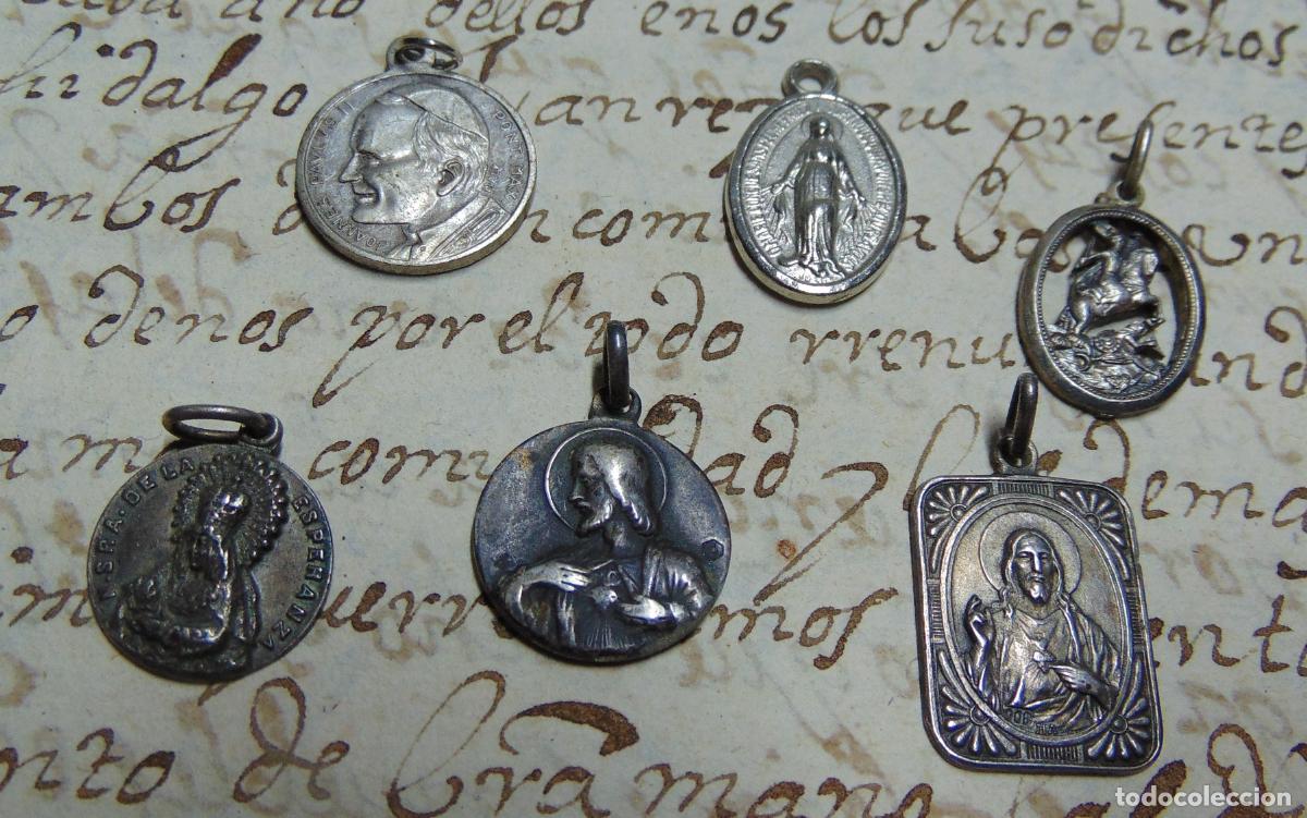 Antig&uuml;edades: LOTE ANTIGUAS MEDALLAS RELIGIOSAS, DIFERENTES MATERIALES