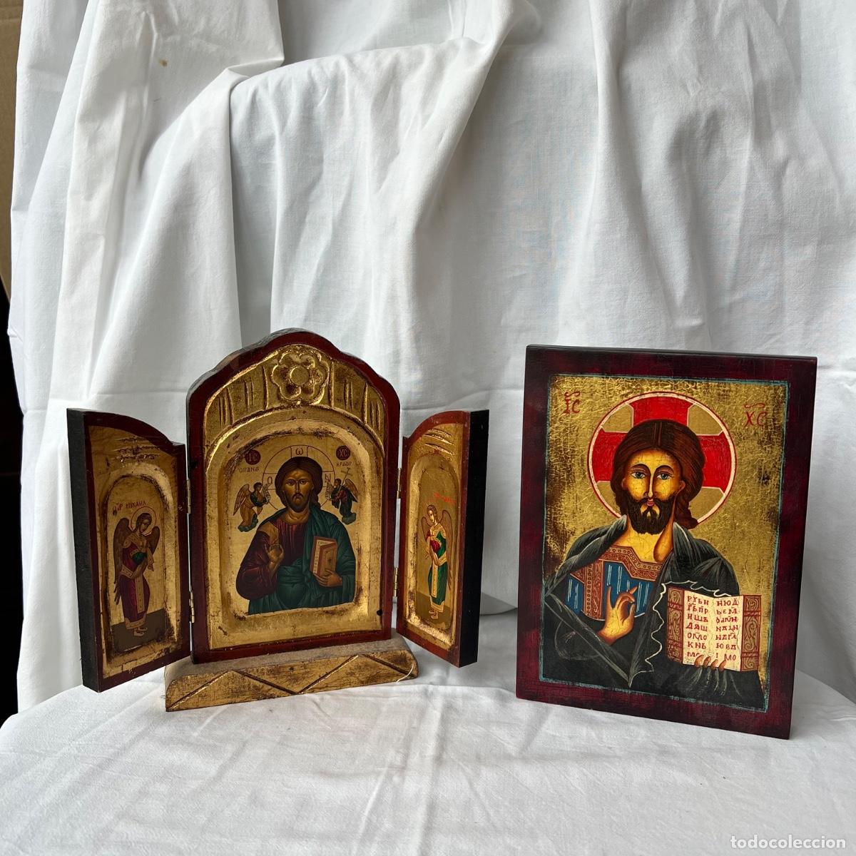 Antig&uuml;edades: Pareja Iconos Bizantinos. Tr&iacute;ptico Abatible y Tabla de N&oacute;vgorod. Certificados y Sellos de Lacre