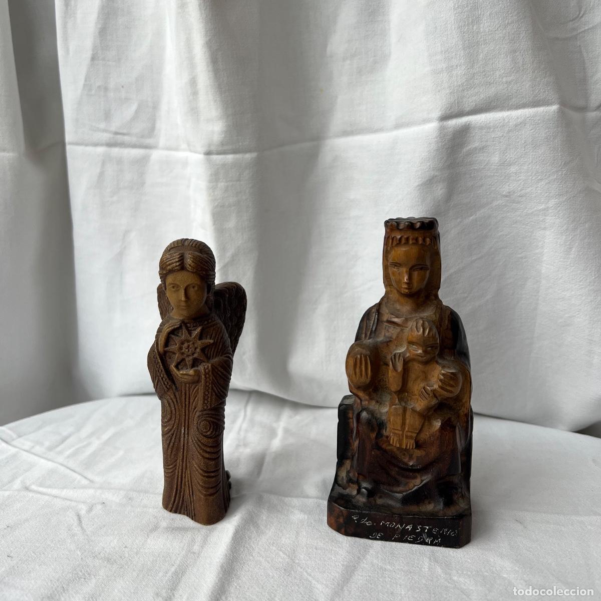 Antig&uuml;edades: Figuras de Recuerdo Sacro. Virgen Monasterio de Piedra (Zaragoza) y &Aacute;ngel. s. XX