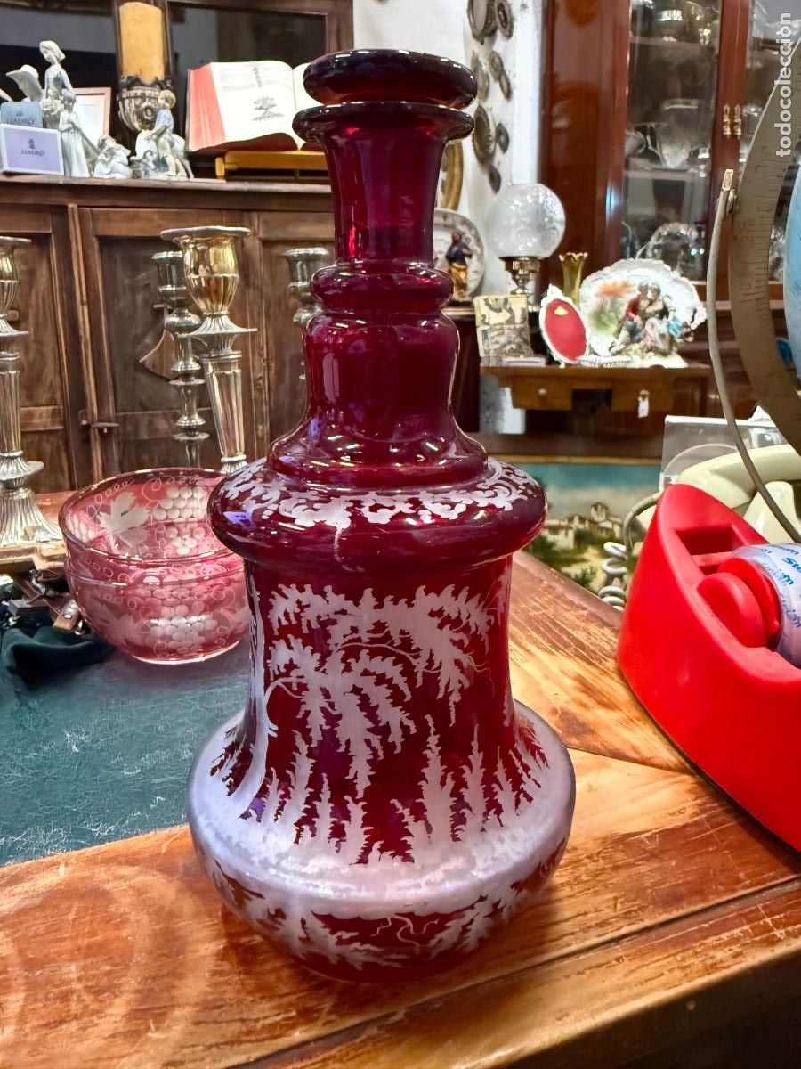 Antig&uuml;edades: ANTIGUA BOTELLA CRISTAL DE BOHEMIA - MEDIDA TOTAL 22 CM