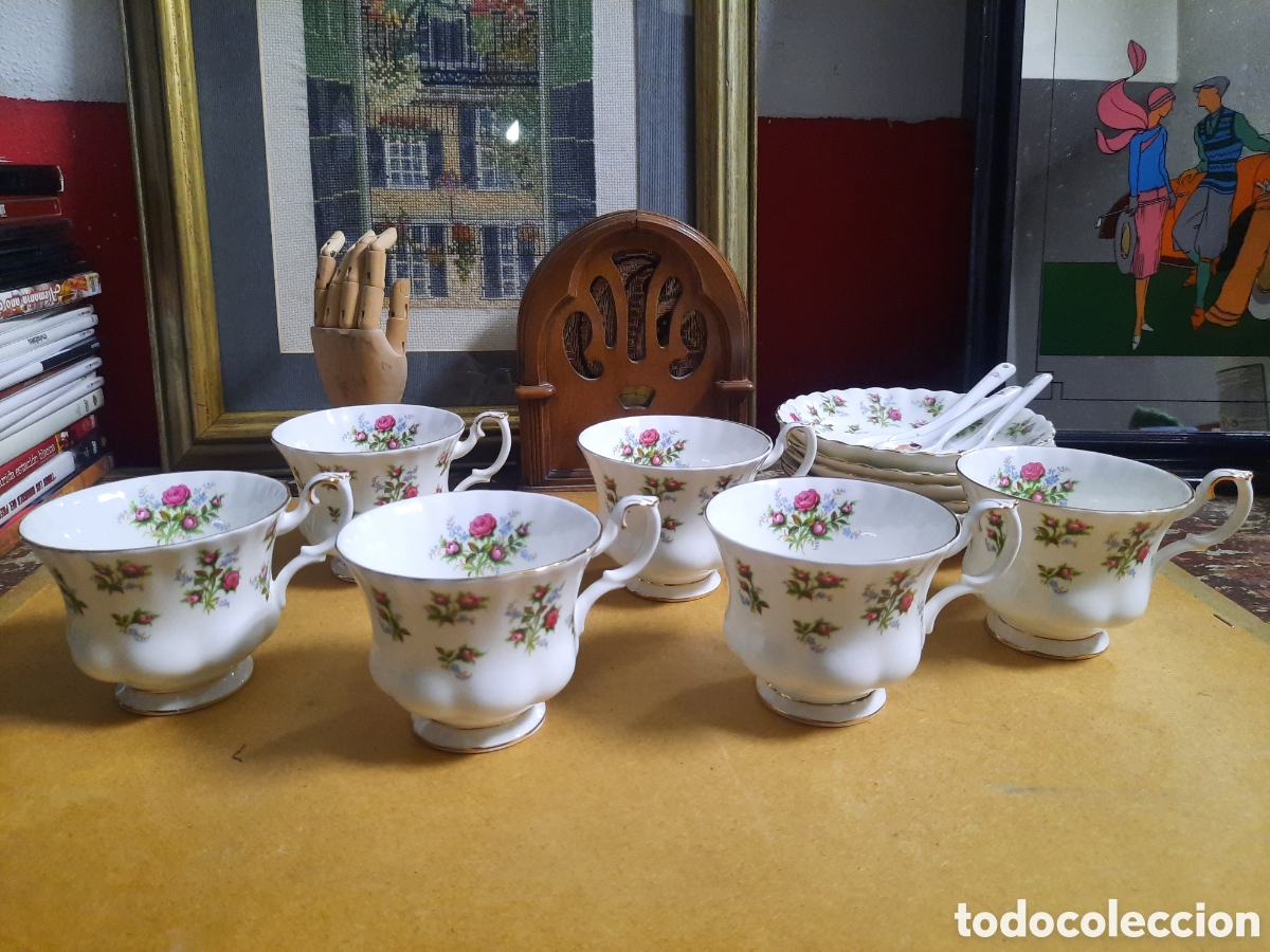 Antig&uuml;edades: Conjunto 6 Tazas y Platillos - Porcelana Inglesa - Royal Albert - Winsome - Bone China