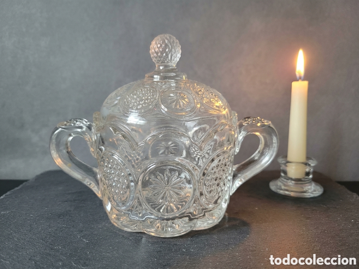 Antiques: Antiguo azucarero de cristal de Santa Lucia Cartagena