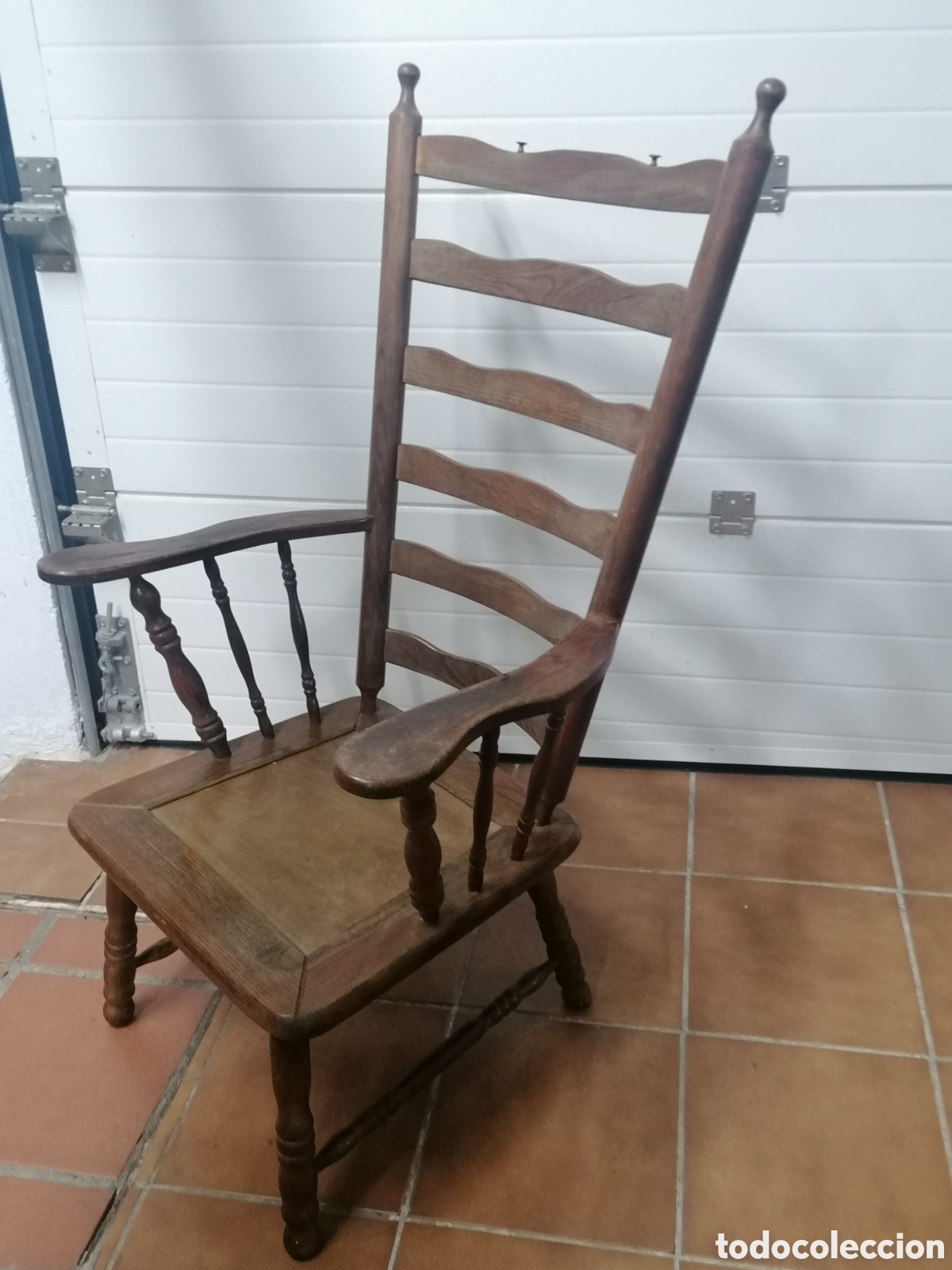 Antig&uuml;edades: Sill&oacute;n de escalera r&uacute;stico antiguo - Foto 5