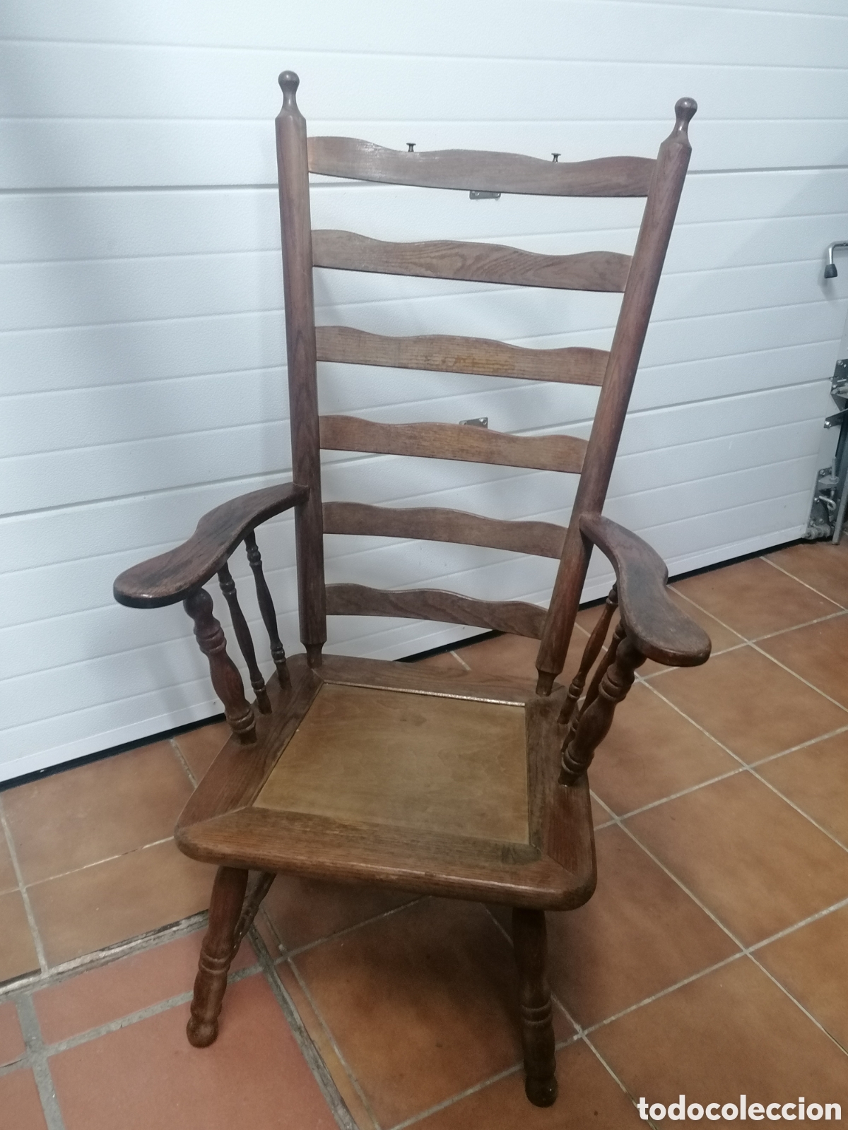 Antig&uuml;edades: Sill&oacute;n de escalera r&uacute;stico antiguo - Foto 6