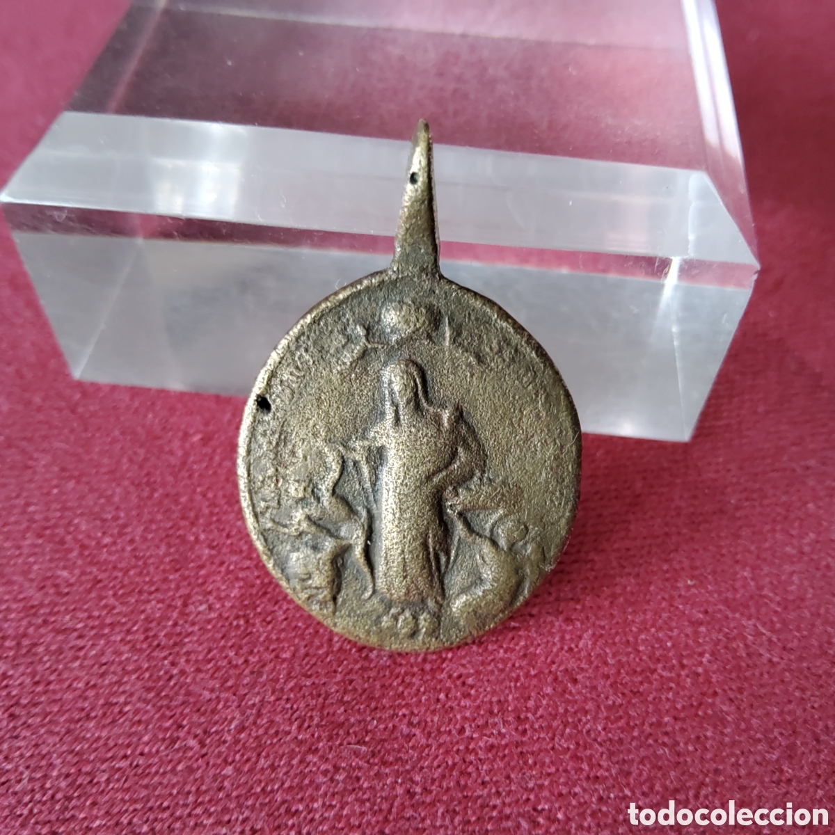 Antig&uuml;edades: ANTIGUA MEDALLA DE LA VIRGEN CON EL NI&Ntilde;O Y LOS SAGRADOS CORAZONES DE JESUS Y MARIA, SIGLO XVIII