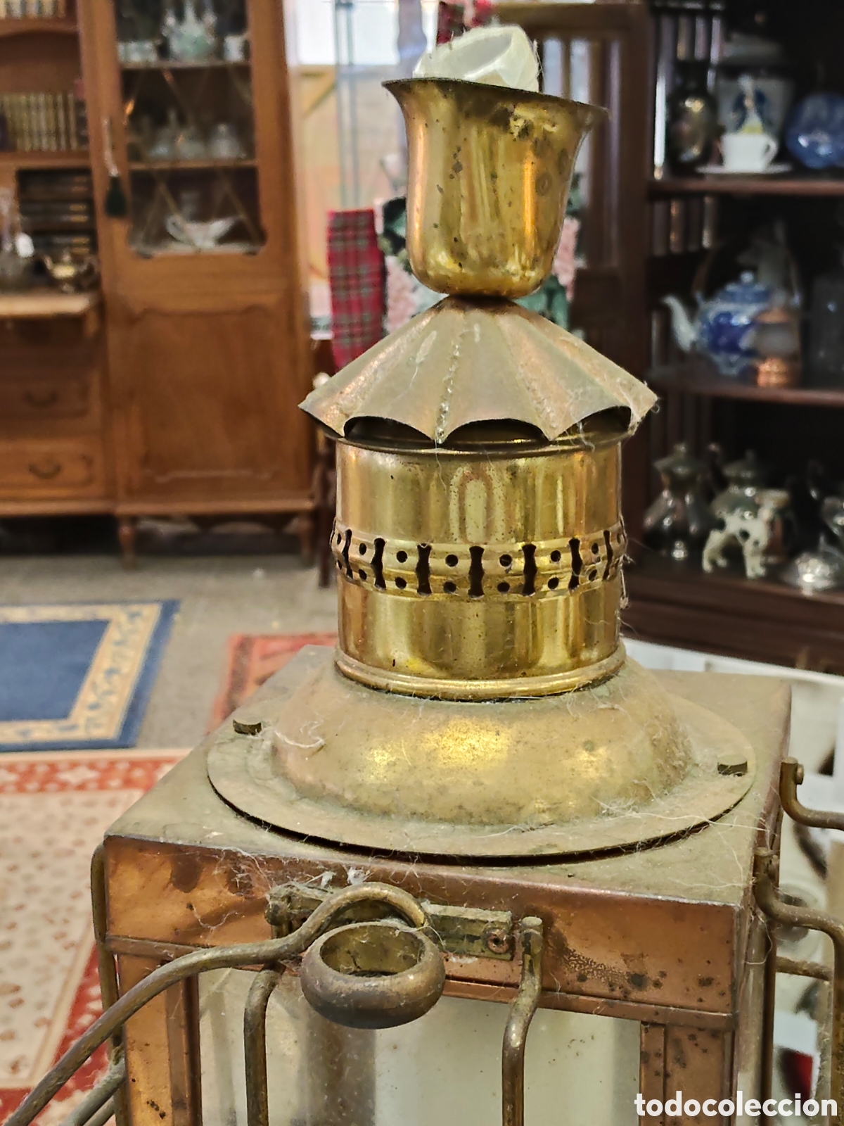 Antig&uuml;edades: Magn&iacute;fico farol de laton - Foto 4
