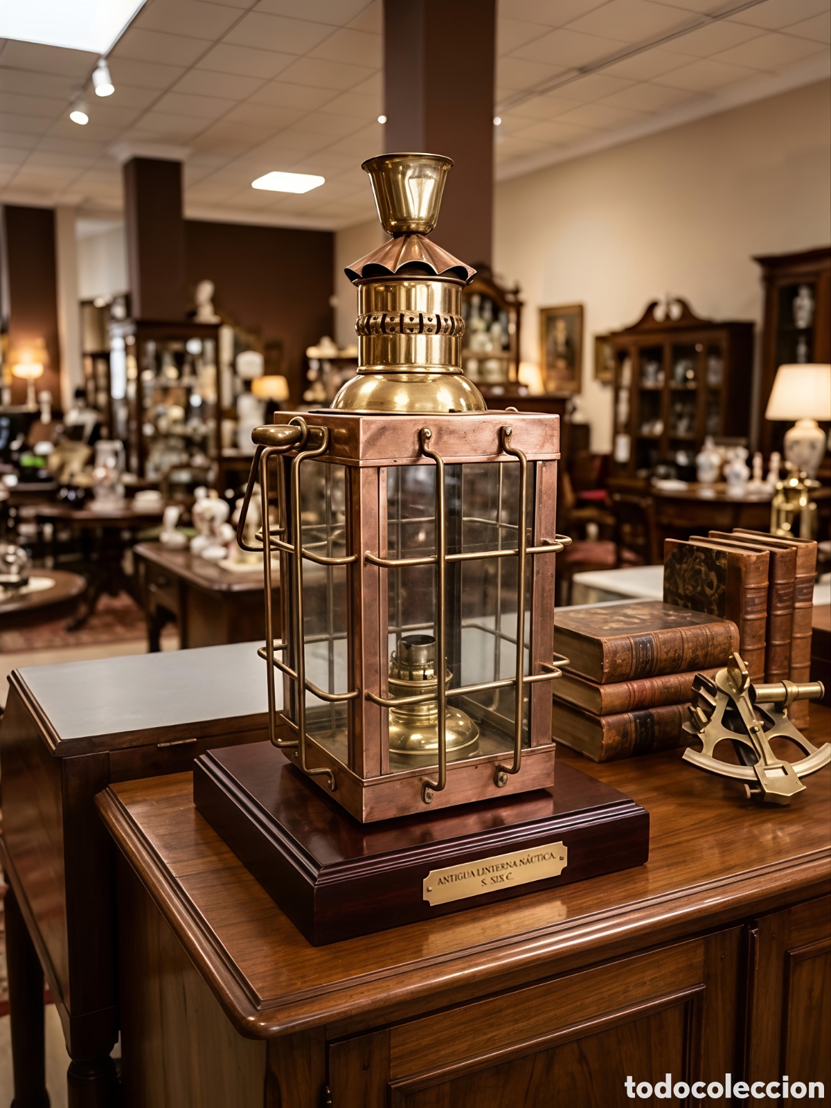 Antig&uuml;edades: Magn&iacute;fico farol de laton - Foto 1