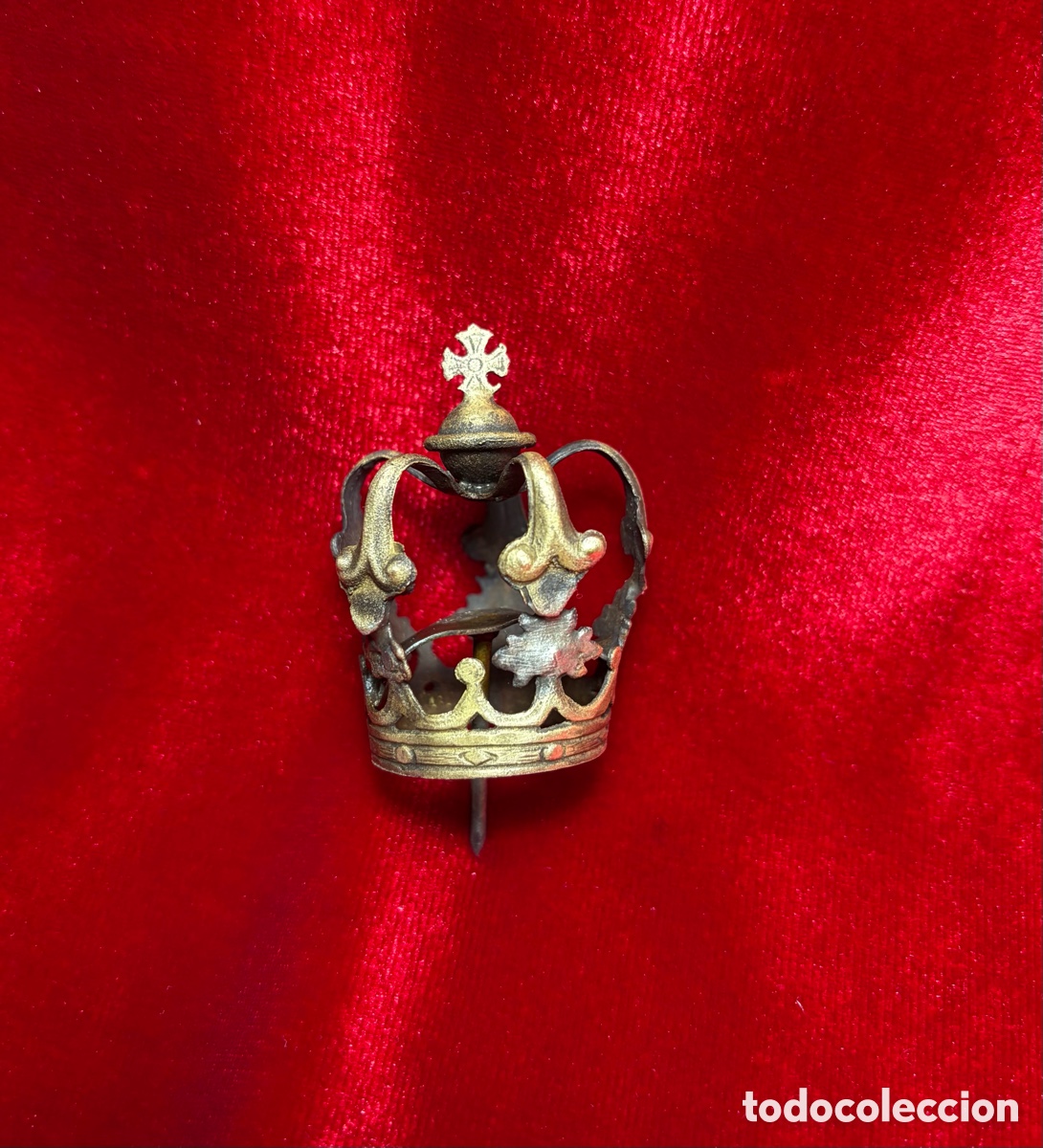 Antig&uuml;edades: Antigua corona imperio de laton para imagen religiosa