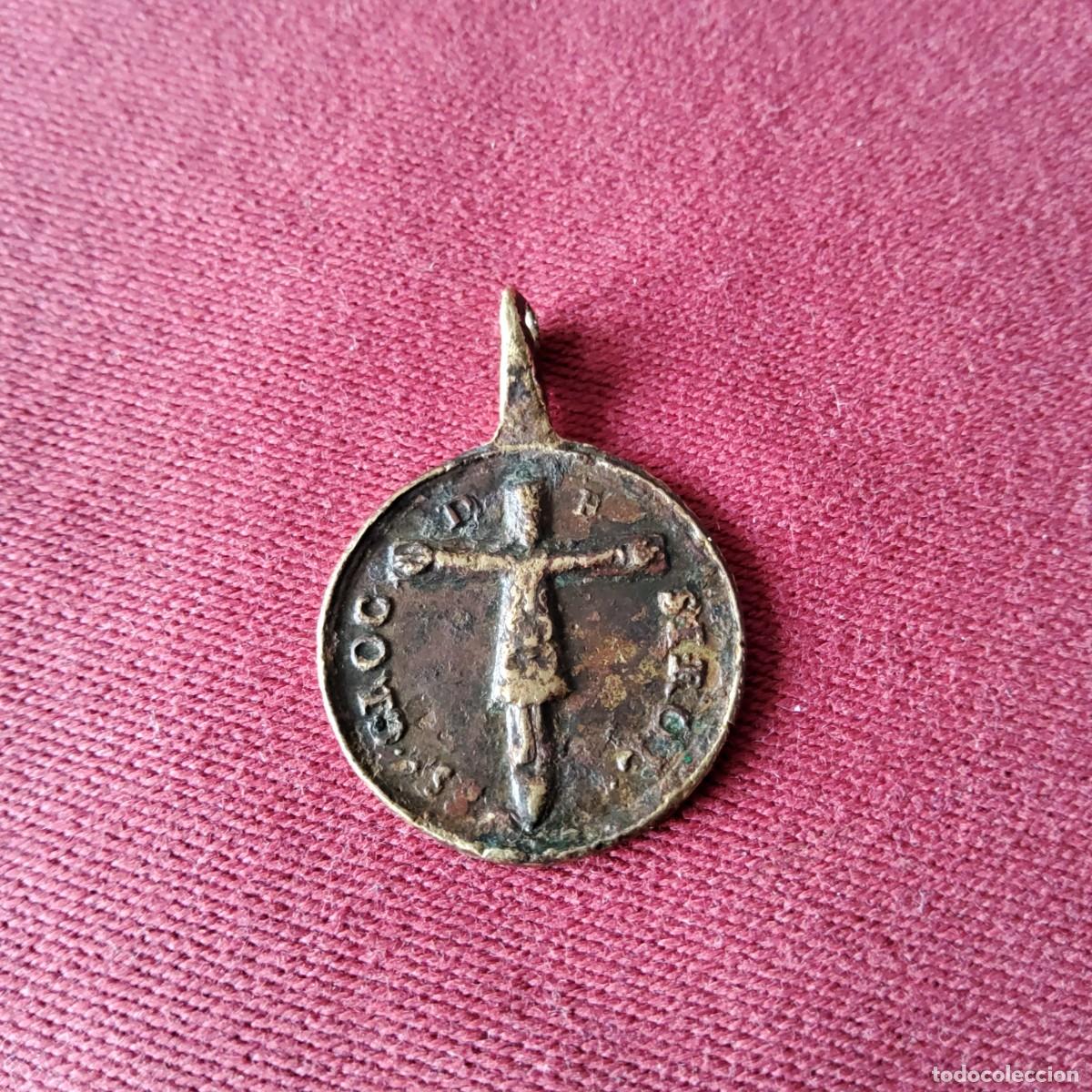 Antig&uuml;edades: ANTIGUA MEDALLA DE BRONCE DEL CRISTO DE SIROLO Y SAN VENANCIO DE CAMERINO, SIGLO XVIII
