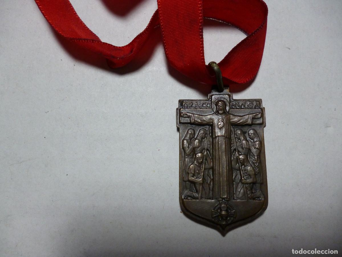 Oggetti Antichi: MEDALLA ESCAPULARIO BRONCE-DOBLE CARA CORAZ&Oacute;N JES&Uacute;S Y VIRGEN MAR&Iacute;A-ARCHICOFRAD&Iacute;A GUARDIA DE HONOR-