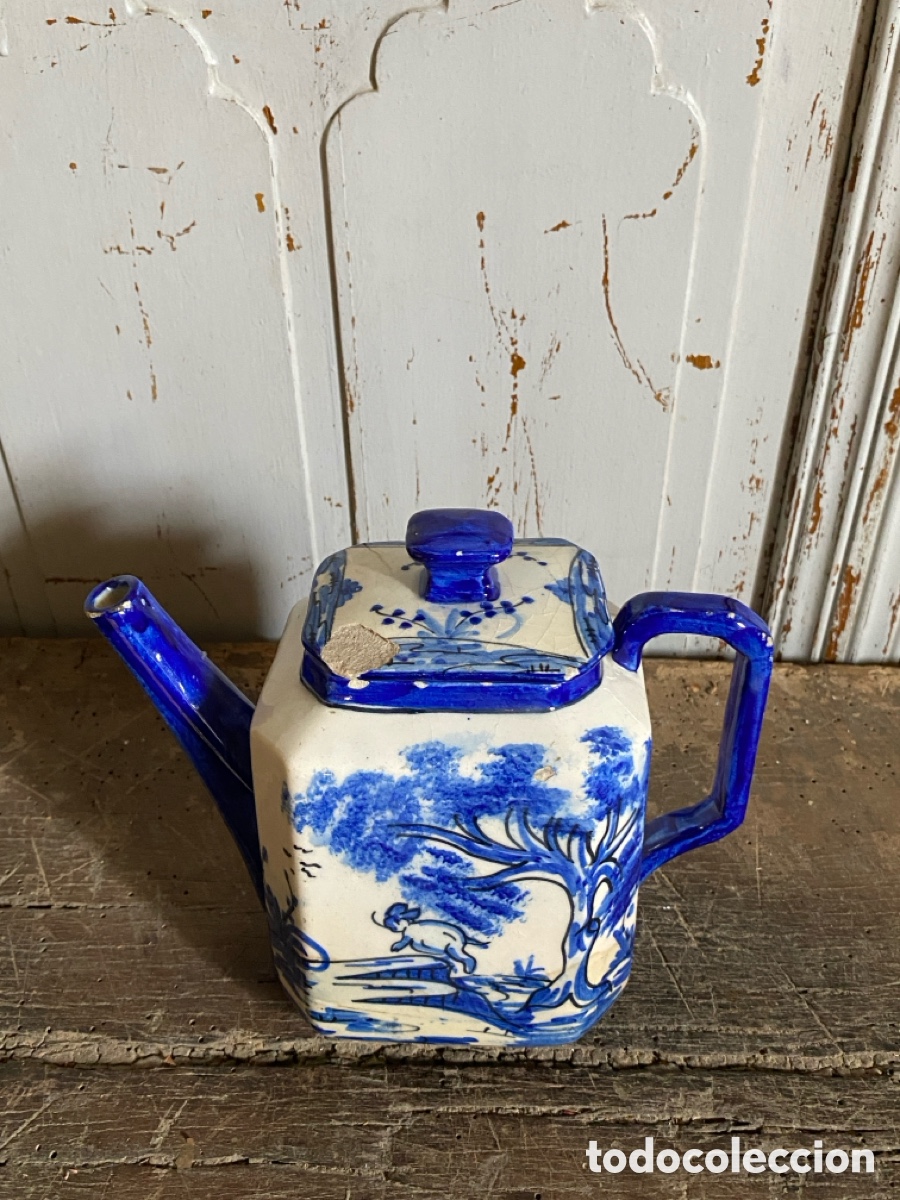 Antig&uuml;edades: Antigua Tetera Hexagonal de Loza &ndash; Estilo Chinoise - Foto 3