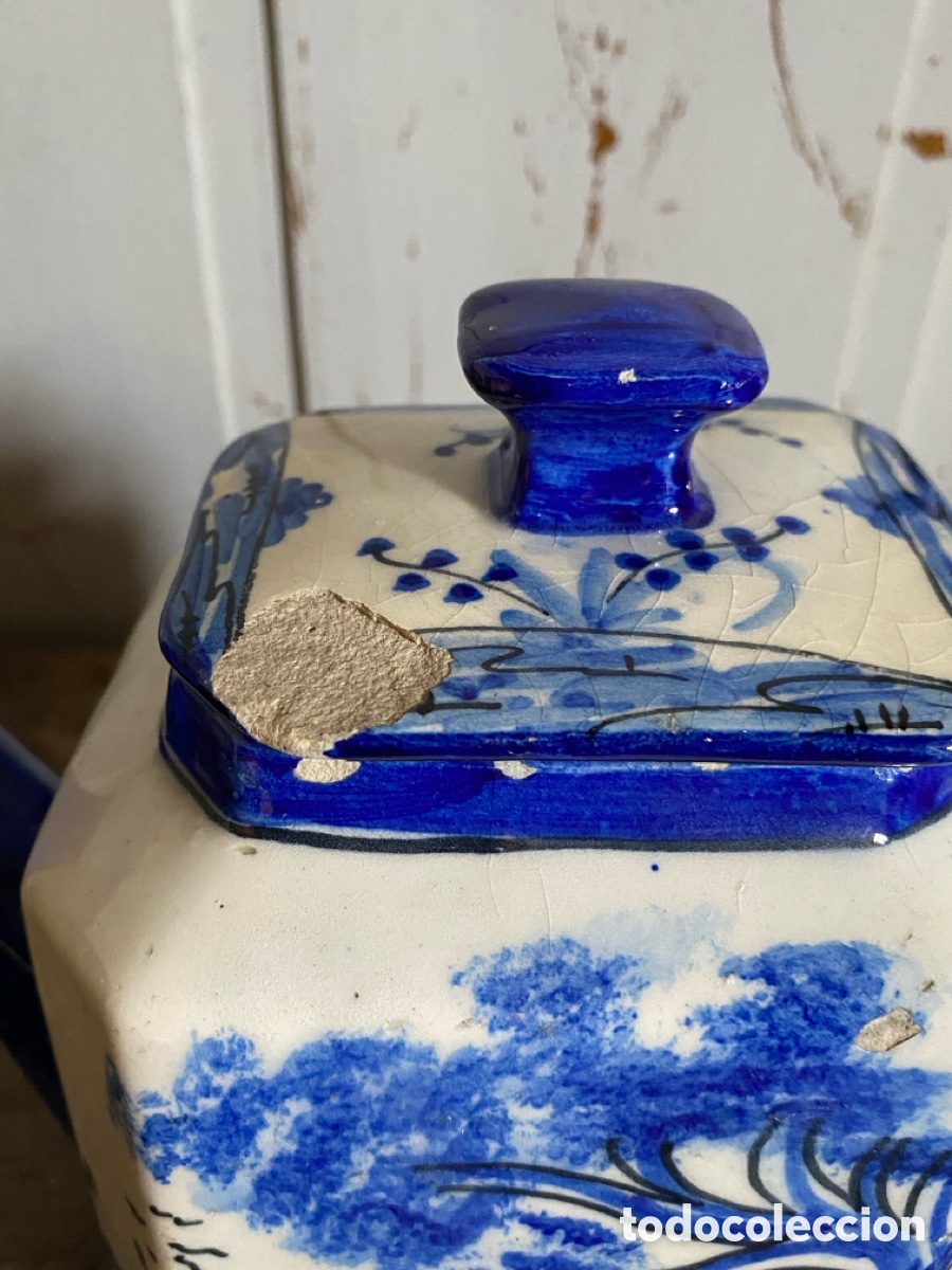 Antig&uuml;edades: Antigua Tetera Hexagonal de Loza &ndash; Estilo Chinoise - Foto 4