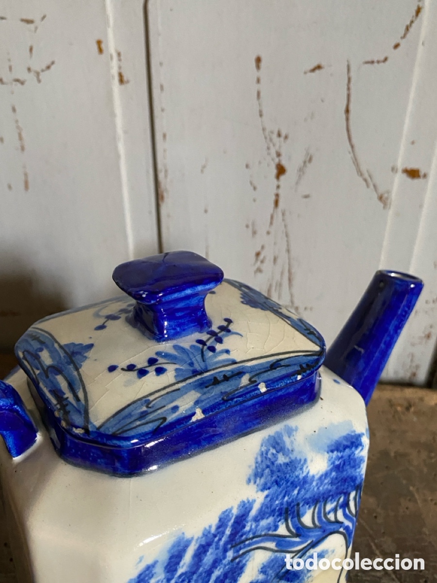 Antig&uuml;edades: Antigua Tetera Hexagonal de Loza &ndash; Estilo Chinoise - Foto 7
