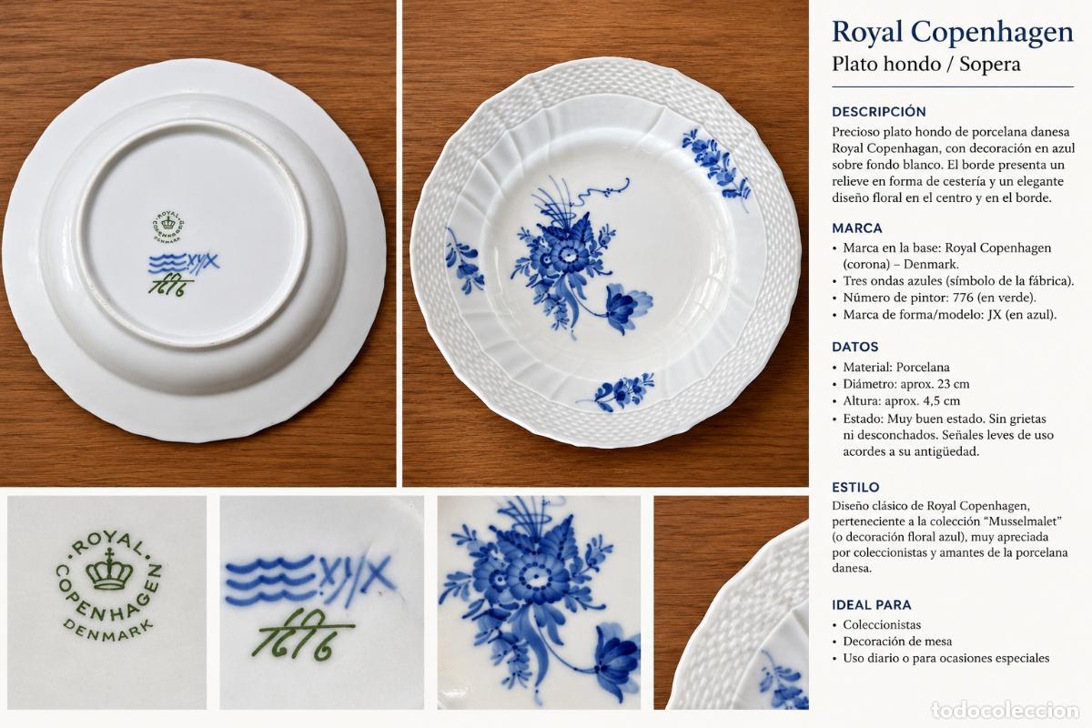 Antig&uuml;edades: Plato hondo de porcelana de Royal Copenhagen
