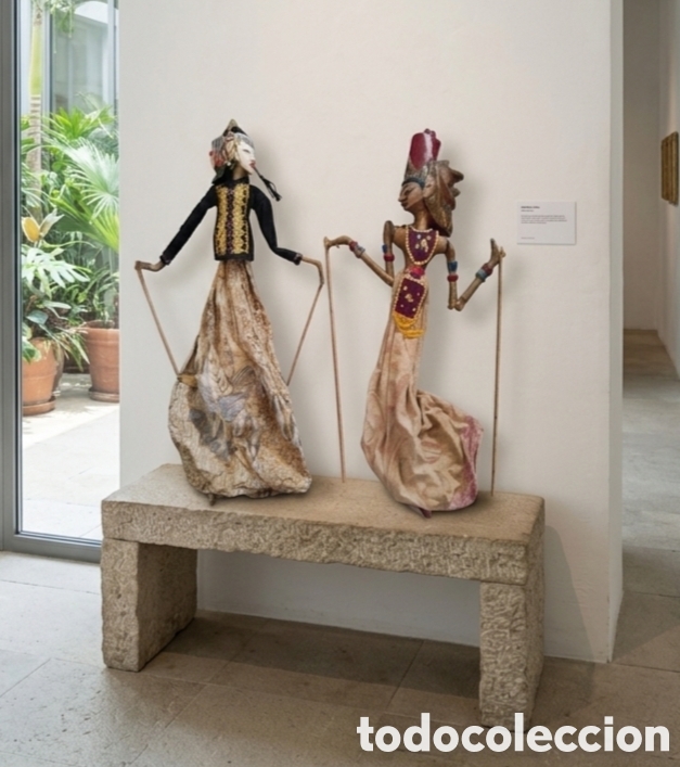 Antig&uuml;edades: Pareja Marionetas Java Wayang Golek Grandes (70cm)