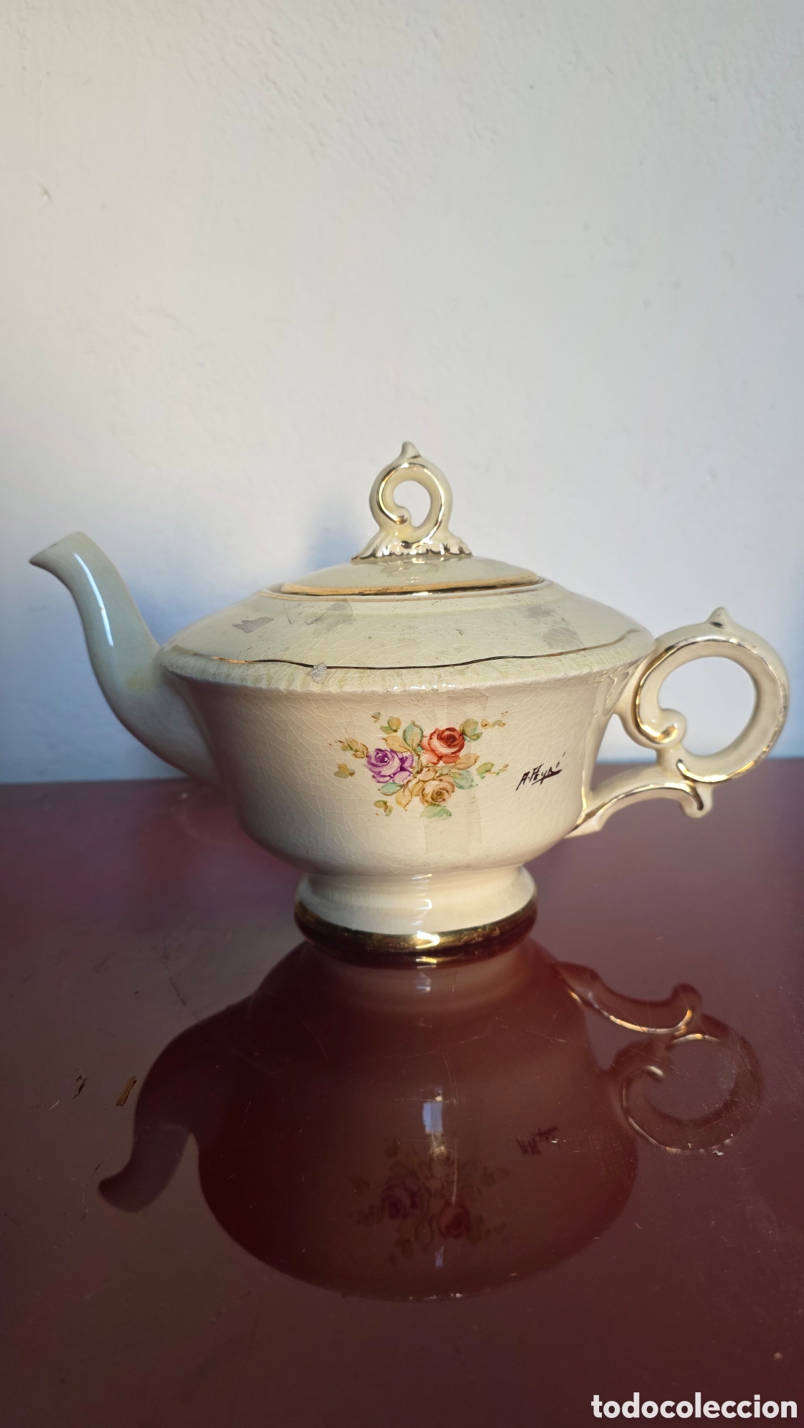 Antig&uuml;edades: Cafetera terera lechera porcelana Antonio Peyro