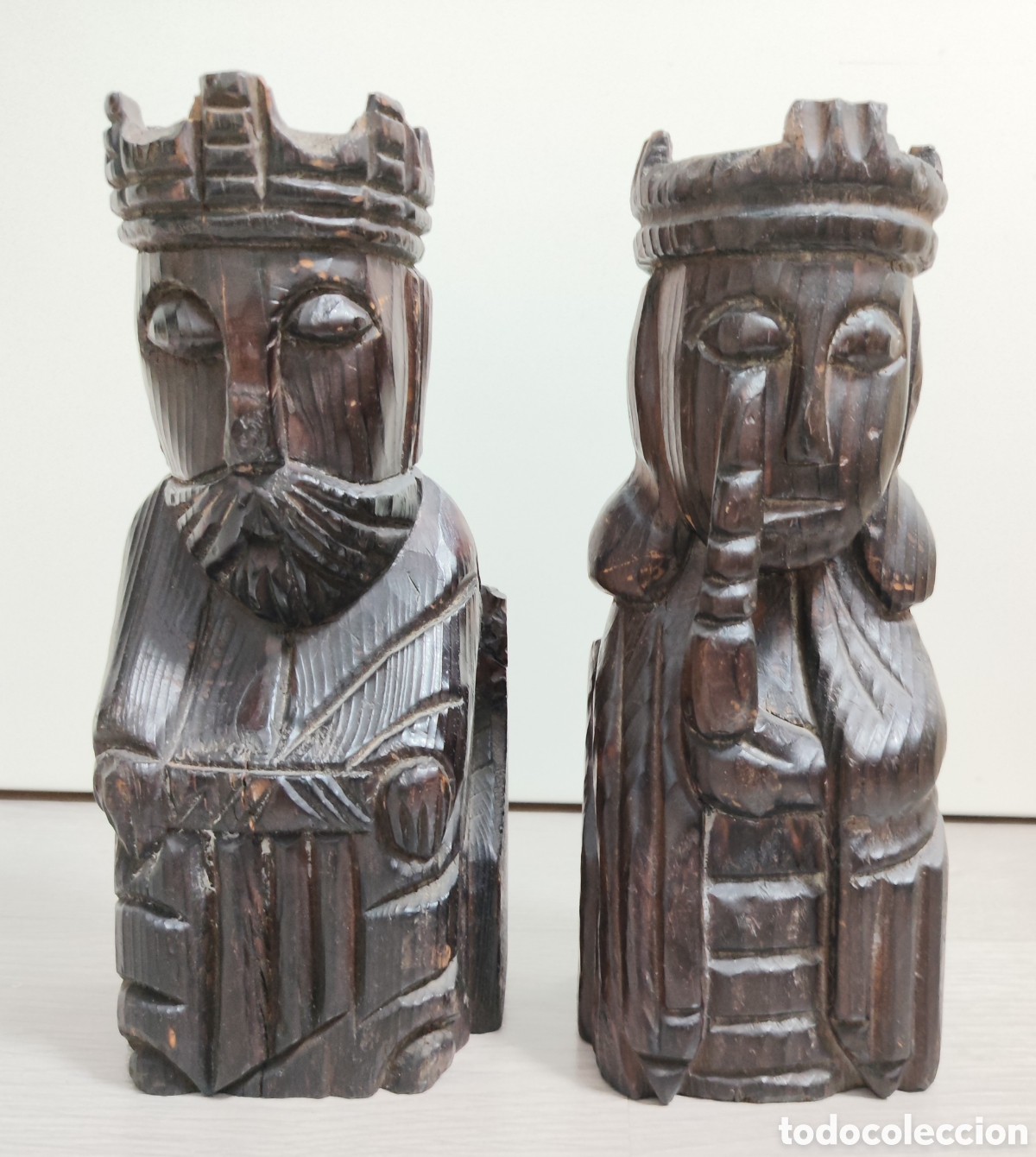 Antig&uuml;edades: Sujetalibros de Madera Tallada Reyes Cat&oacute;licos