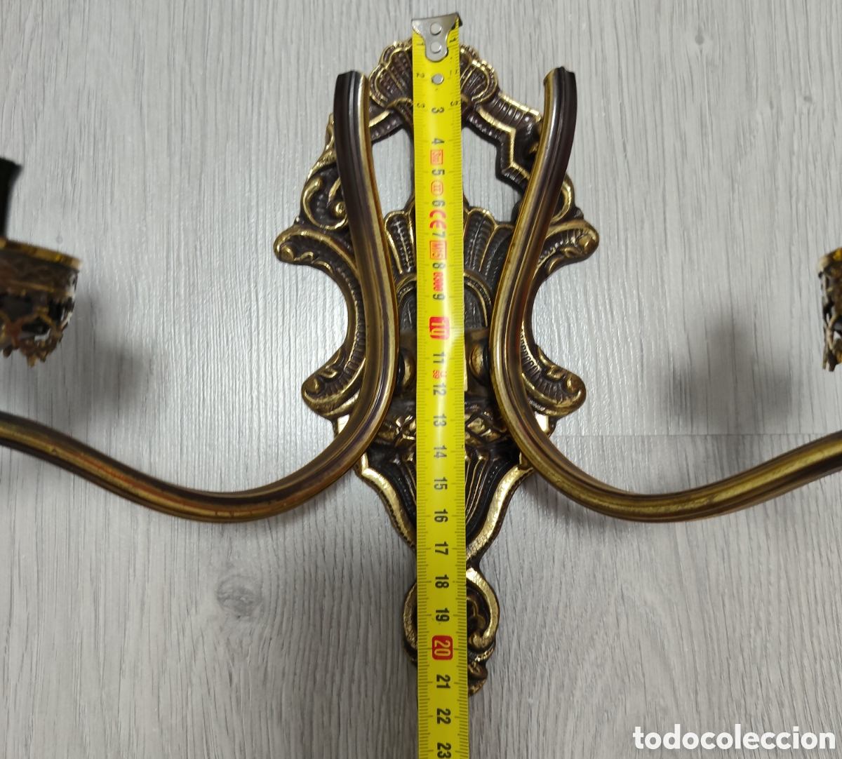 Antig&uuml;edades: Aplique de pared doble de bronce dorado - Foto 5
