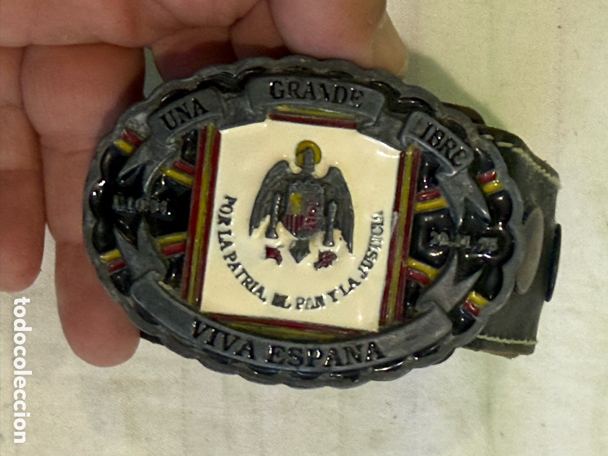 Antig&uuml;edades: CINTUR&Oacute;N DE CUERO CON HEBILLA &Eacute;POCA DE FRANCO &ndash; &Aacute;GUILA DE SAN JUAN &ndash; VIVA ESPA&Ntilde;A