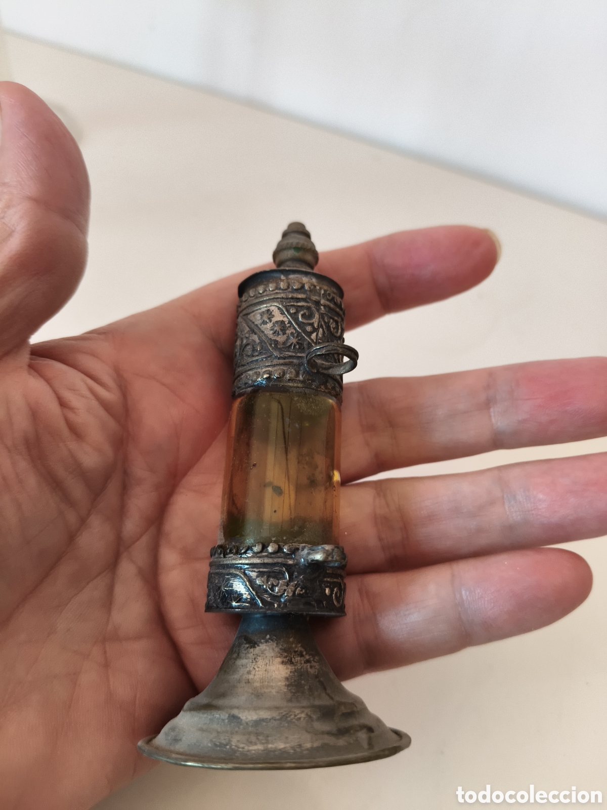 Antig&uuml;edades: Perfumero marroqu&iacute; cristal &aacute;mbar - Foto 2