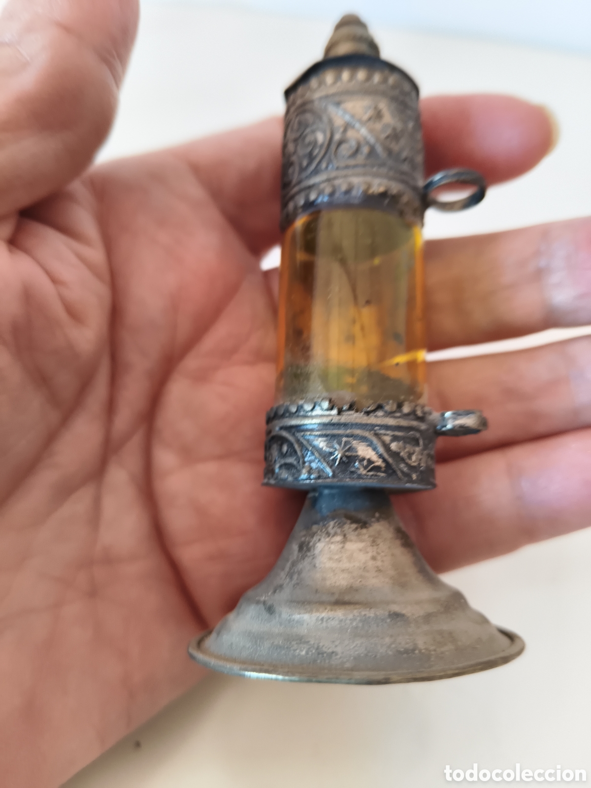 Antig&uuml;edades: Perfumero marroqu&iacute; cristal &aacute;mbar - Foto 4