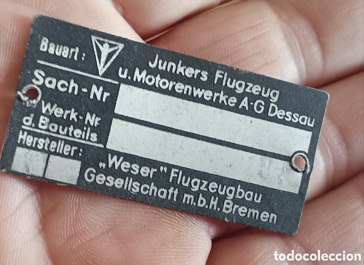 Antig&uuml;edades: Placa avion aleman junker
