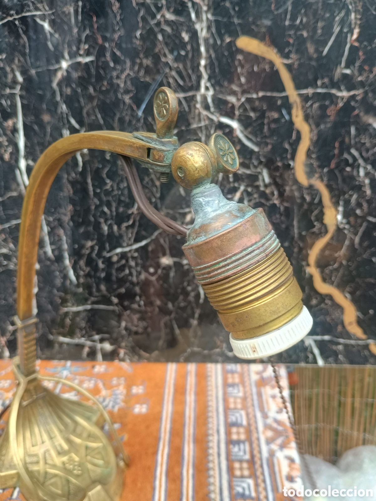Antig&uuml;edades: L&aacute;mpara bronce Art Deco despacho - Foto 3