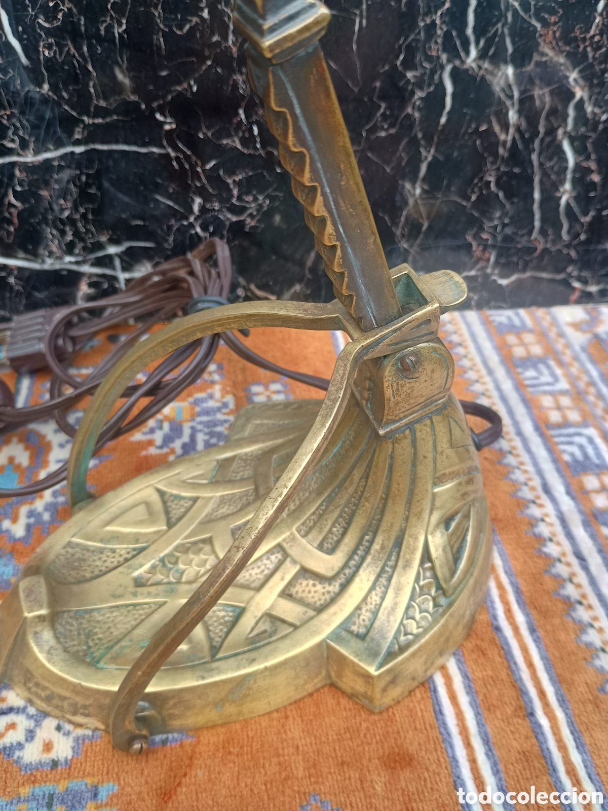 Antig&uuml;edades: L&aacute;mpara bronce Art Deco despacho - Foto 6