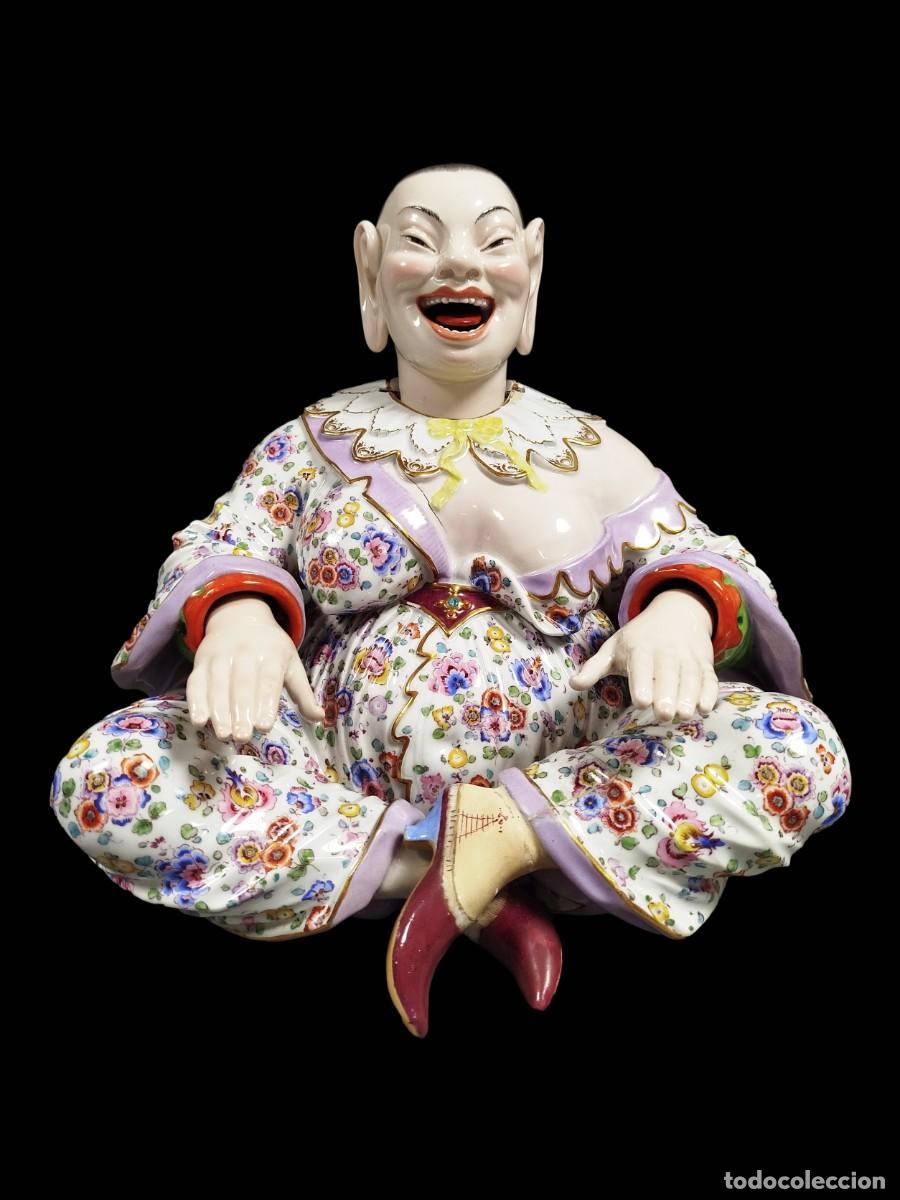 Antiquit&eacute;s: FIGURA ARTICULADA DE BUDA DE PORCELANA MEISSEN FIRMADA