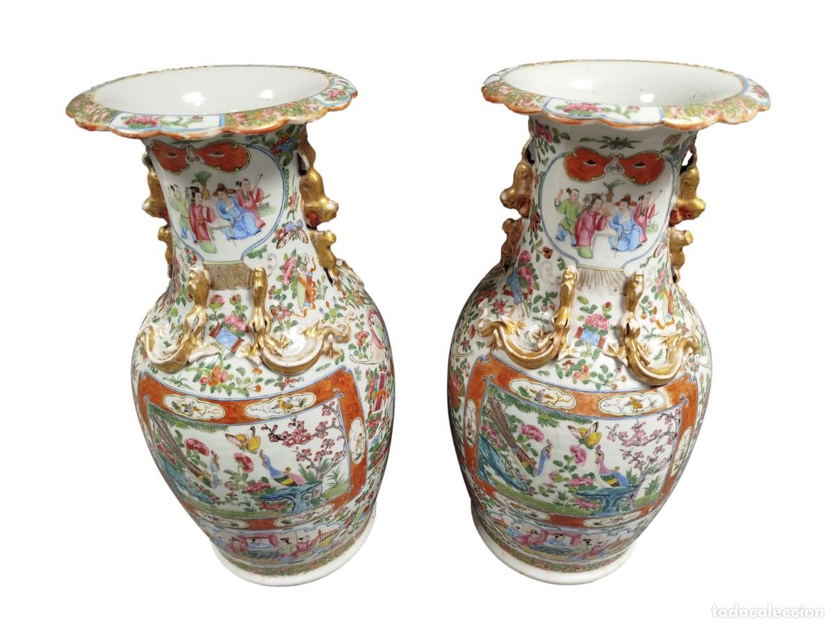 Antig&uuml;edades: PAREJA JARRONES PORCELANA CHINA DE CANT&Oacute;N - Foto 25
