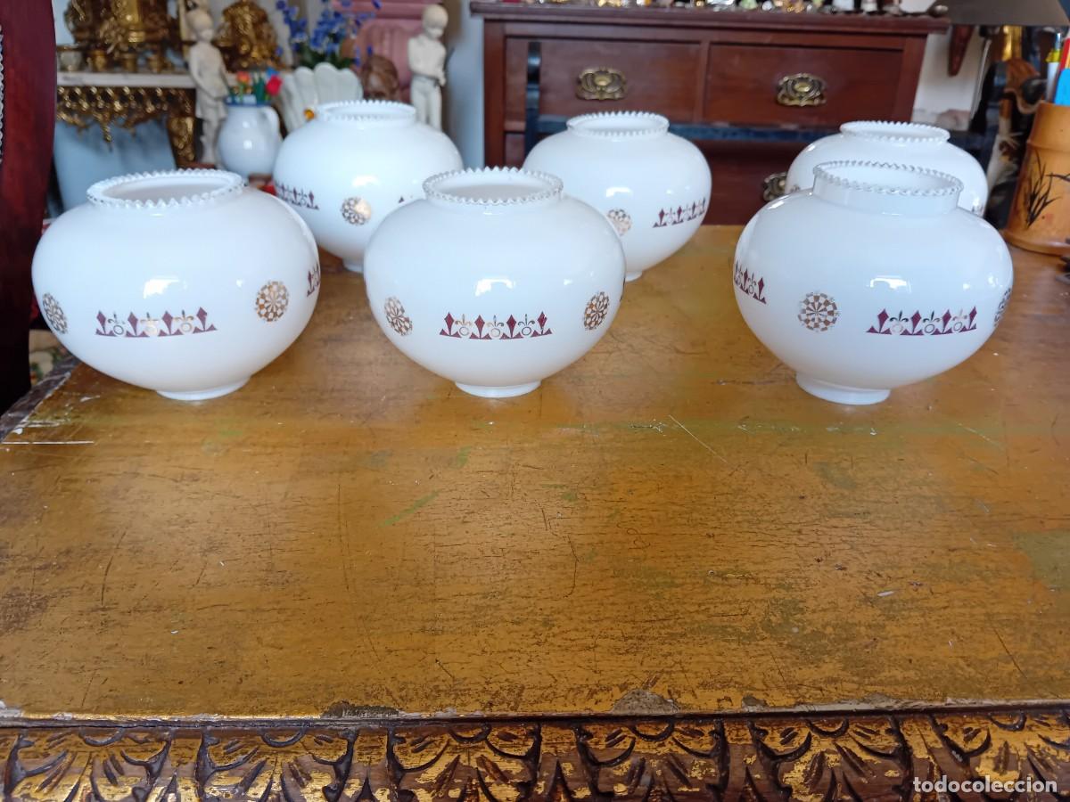 Antig&uuml;edades: 6 tulipas de opalina d&eacute;cada de los 50/60 - Foto 1