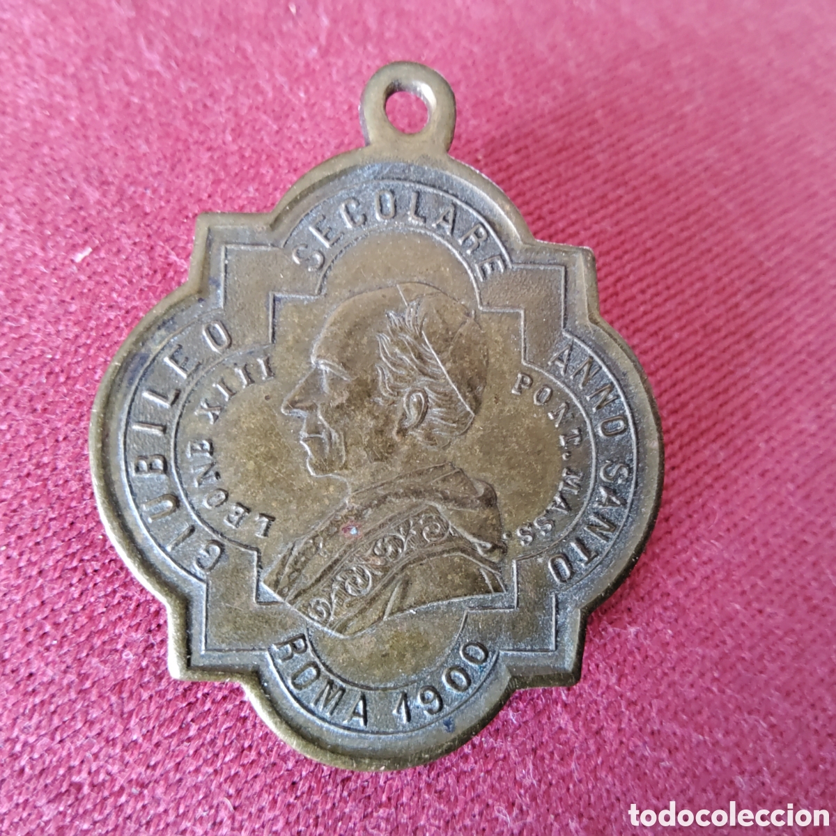 Antig&uuml;edades: ANTIGUA MEDALLA DE BRONCE DEL PAPA LEON XIII, ROMA A&Ntilde;O SANTO 1900