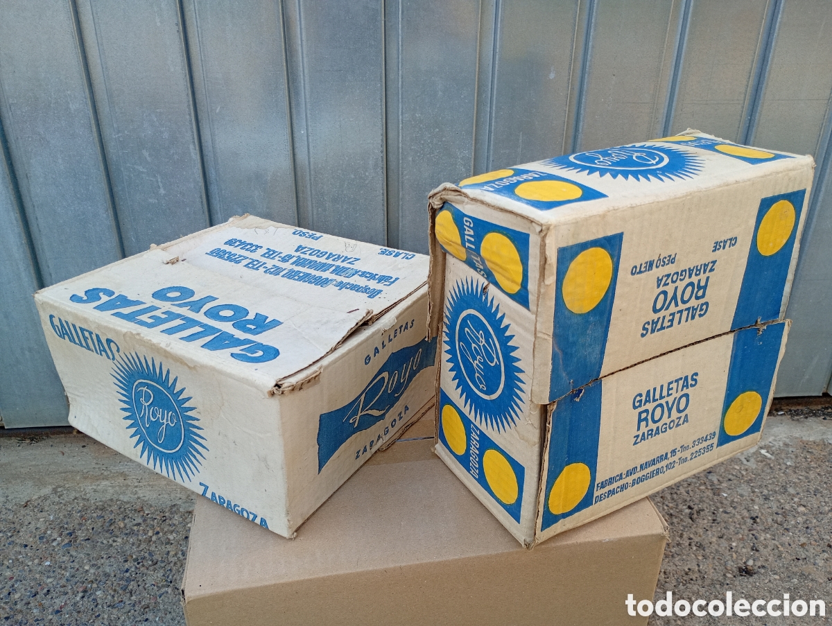Antig&uuml;edades: Lote 2 cajas cart&oacute;n galletas royo zaragoza
