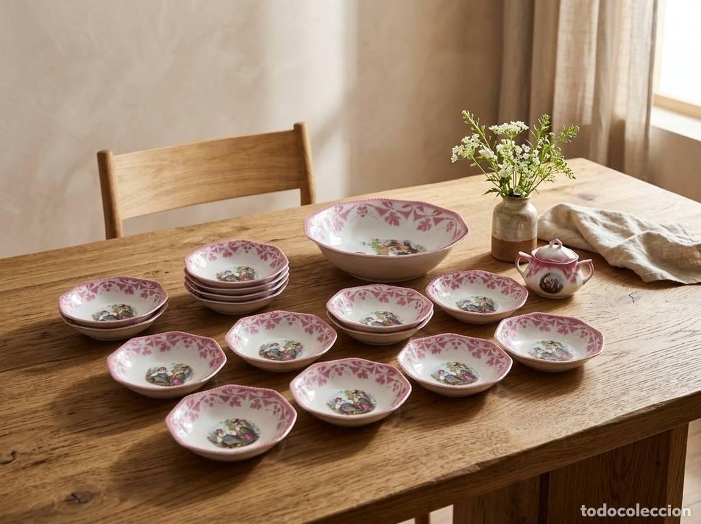 Antig&uuml;edades: JUEGO DE PORCELANA ROSA VINTAGE