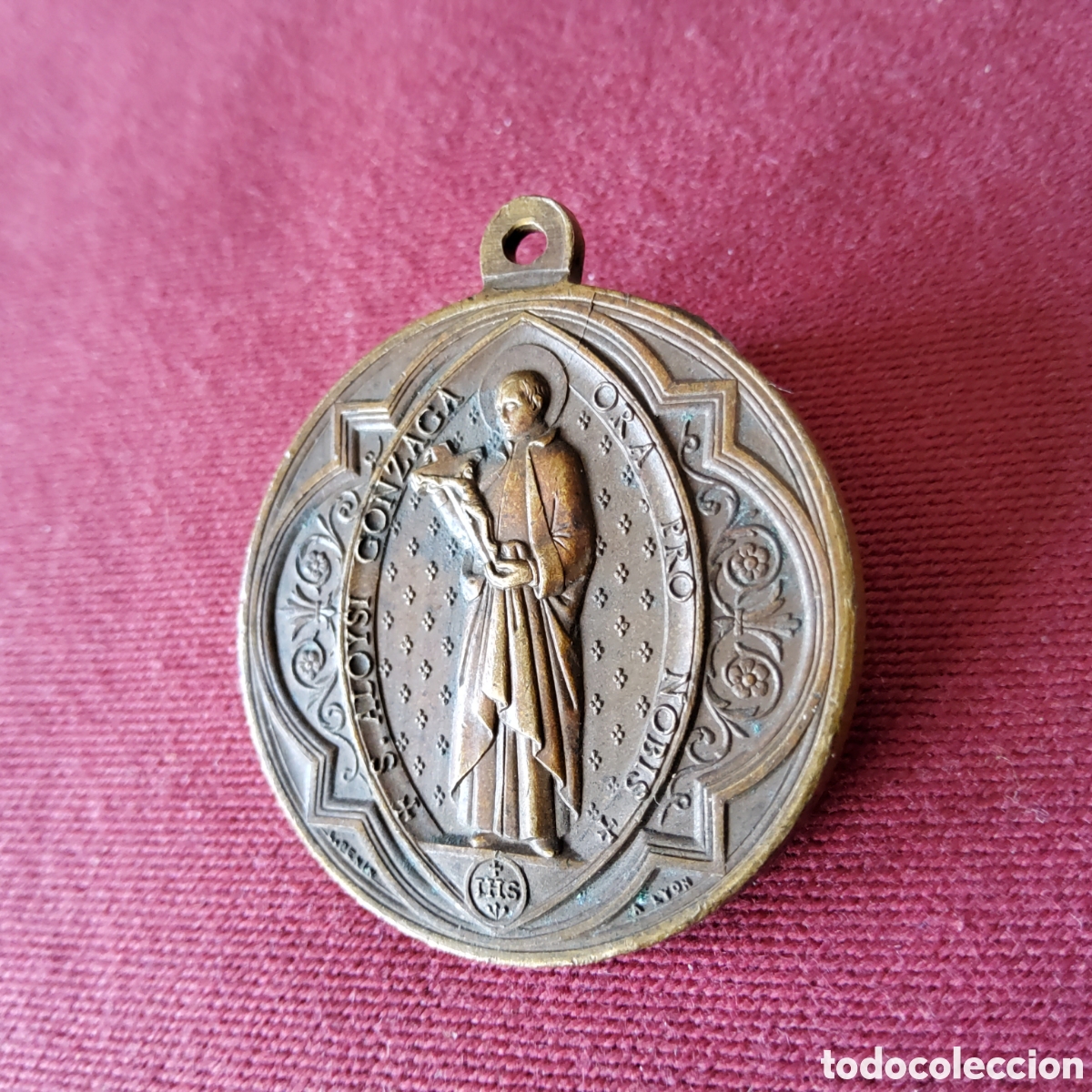 Antig&uuml;edades: ANTIGUA MEDALLA DE SAN LUIS GONZAGA, GRABADA POR LA CASA DE MEDALLAS PENIN, DE LION FRANCIA, S. XIX