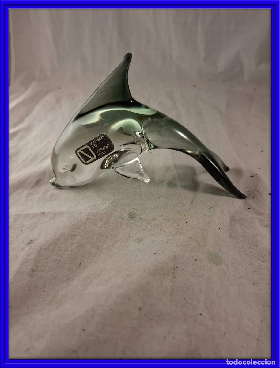 Antig&uuml;edades: FIGURA DE UN PEZ DELFIN DE CRISTAL DE MURANO
