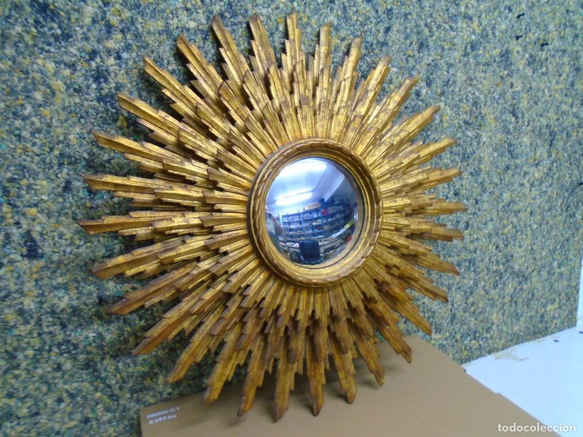 Antig&uuml;edades: MAGNIFICO Y ANTIGUO ESPEJO CONVEXO&rdquo;SOL&rdquo;MADERA TALLADA Y DORADA,EXCELENTE CONSERVACION.