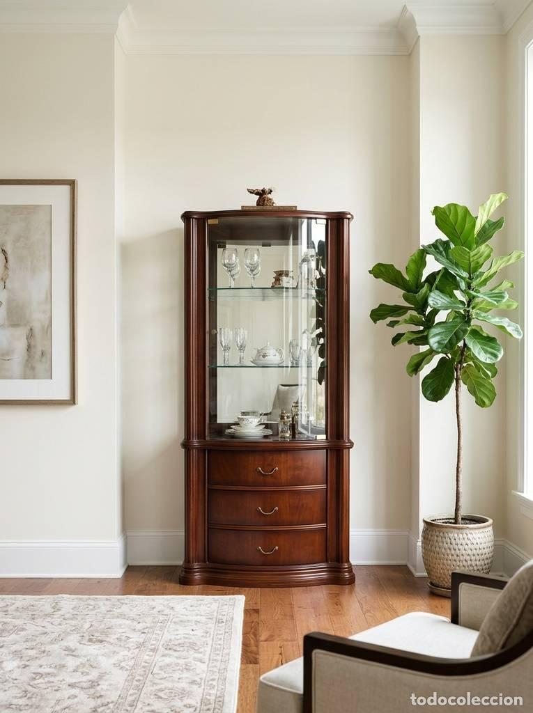 Antig&uuml;edades: VITRINA BAJA DE MADERA Y CRISTAL