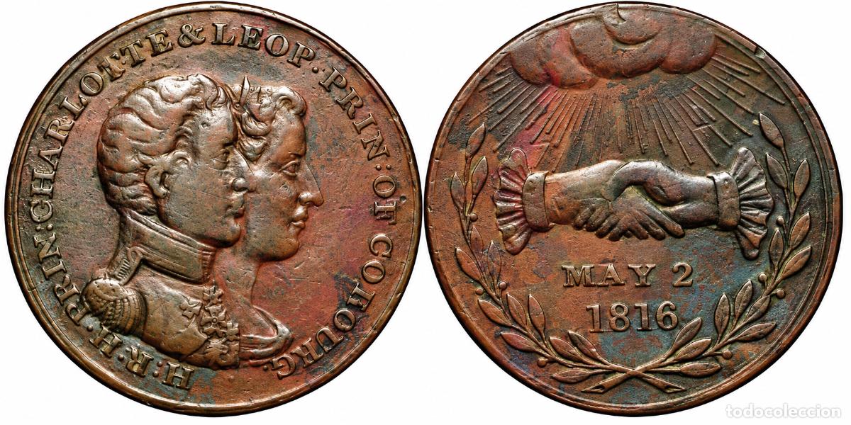 Antig&uuml;edades: MEDALLA LEOPOLDO I Y CARLOTA DE GALES 1816 &ndash; BODA REAL &ndash; B&Eacute;LGICA &ndash; TERISSE 315