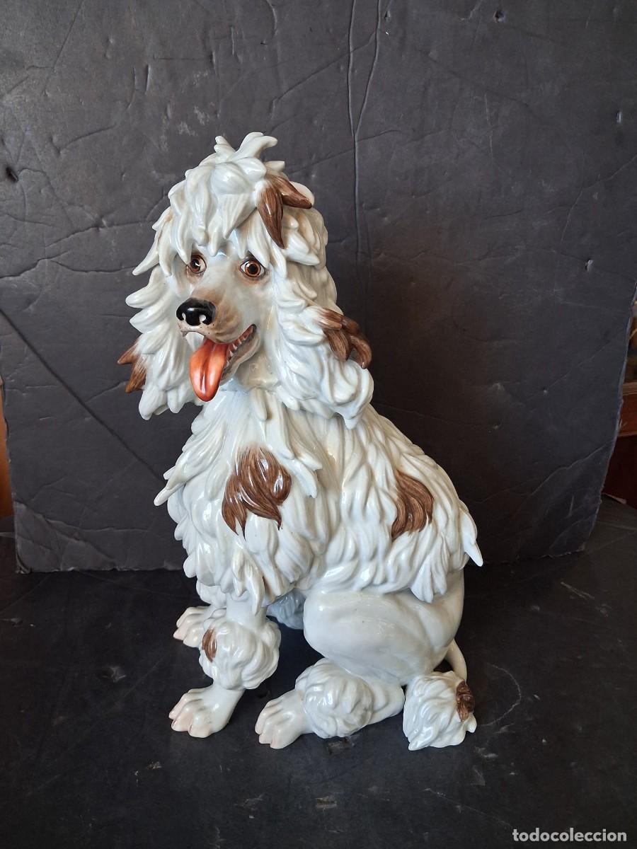 Antig&uuml;edades: Perro caniche de porcelana de Algora Marcado a&ntilde;os 60