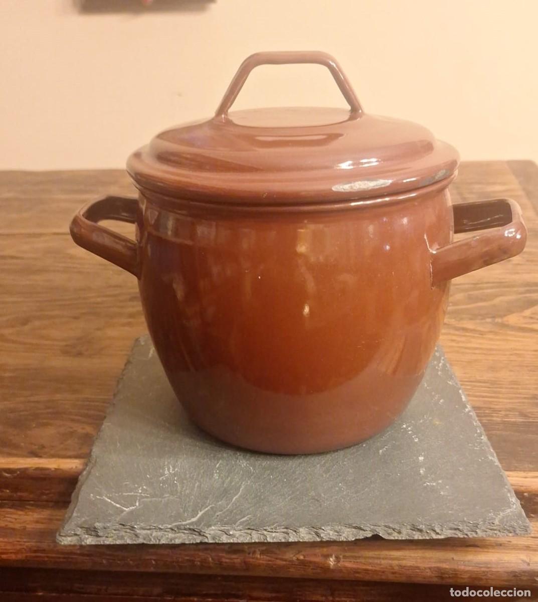Antig&uuml;edades: Original Pota Olla Cazuela Hierro Esmaltado Rojo